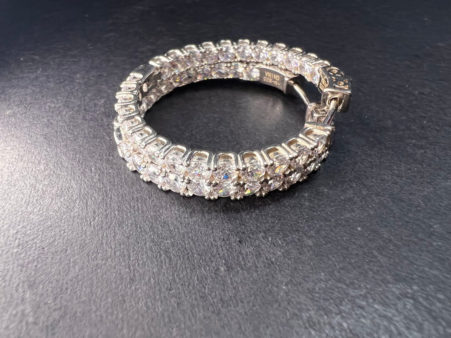 CZ inside out hoop earrings in sterling silver