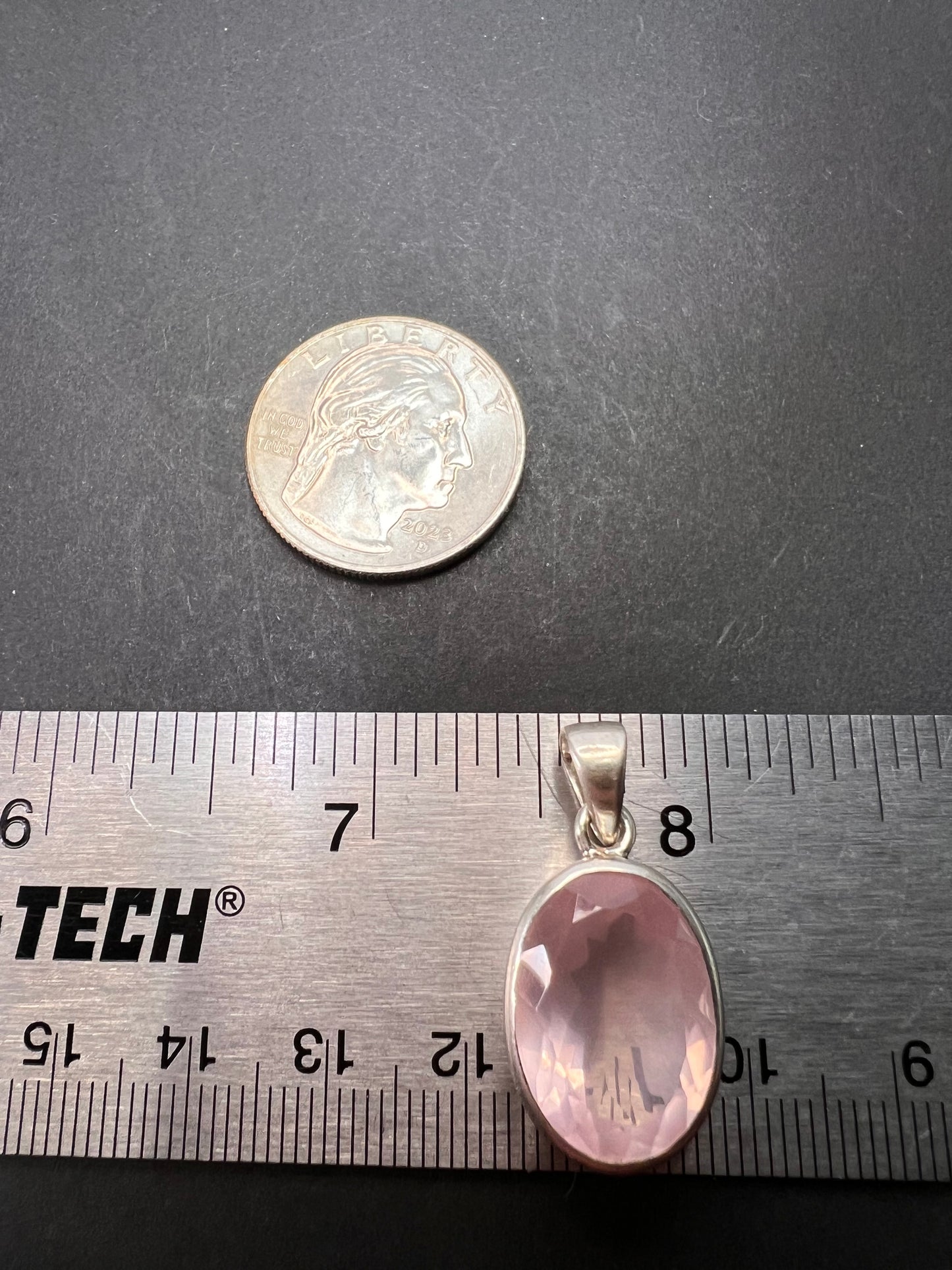 NEW Rose Quartz oval gemstone sterling silver pendant 5.62 grams