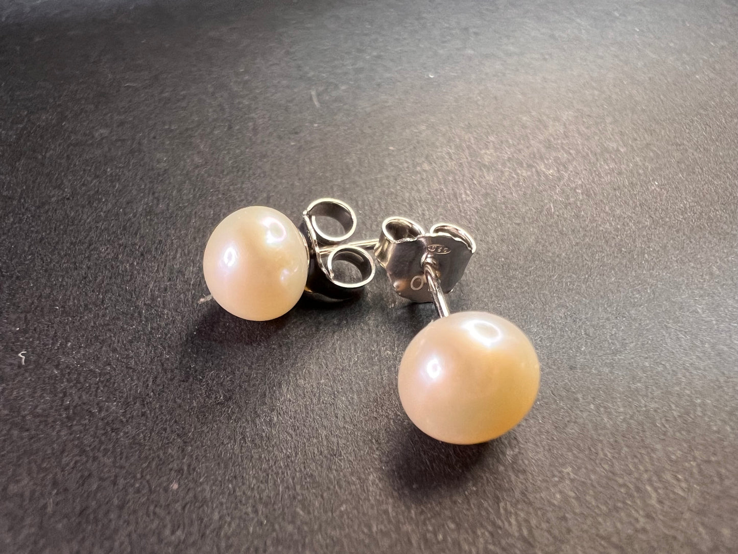 NEW white freshwater pearl stud earrings in sterling silver