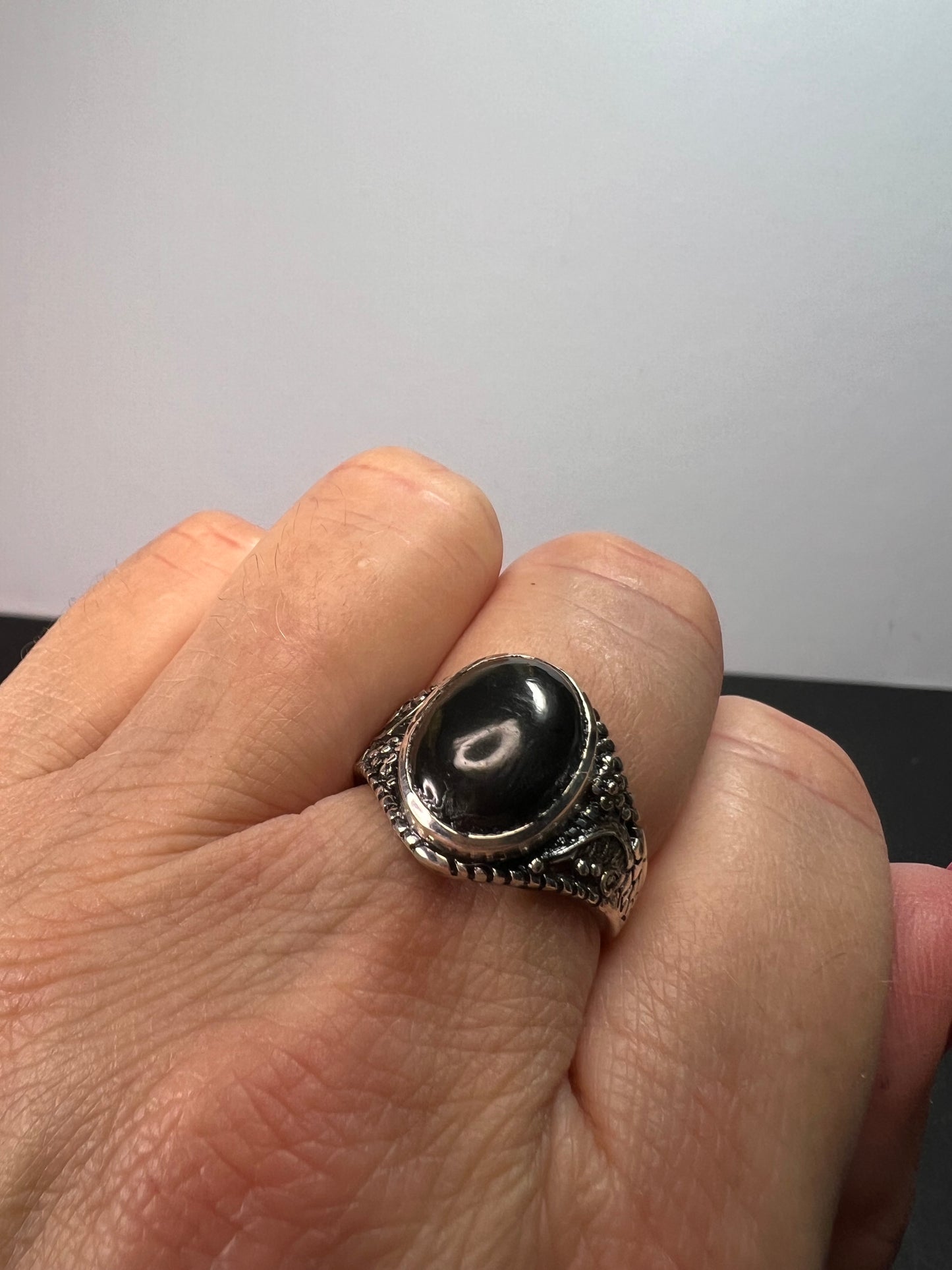 Elite shungite sterling southwest style artisan sterling silver ring size 8 *NEW*