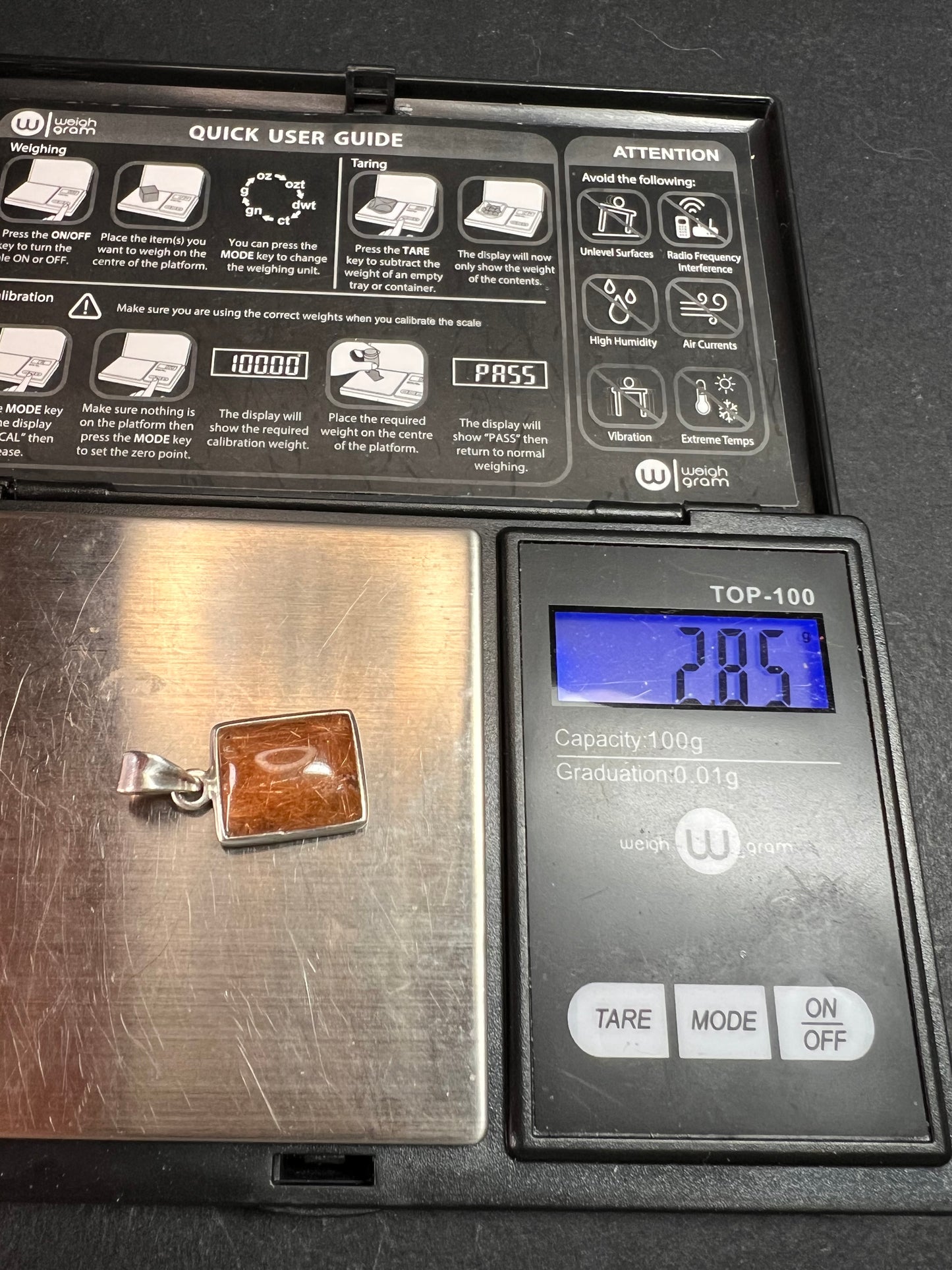 Vintage Nature Company Copper Rutilated Quartz Pendant 925 Sterling Silver