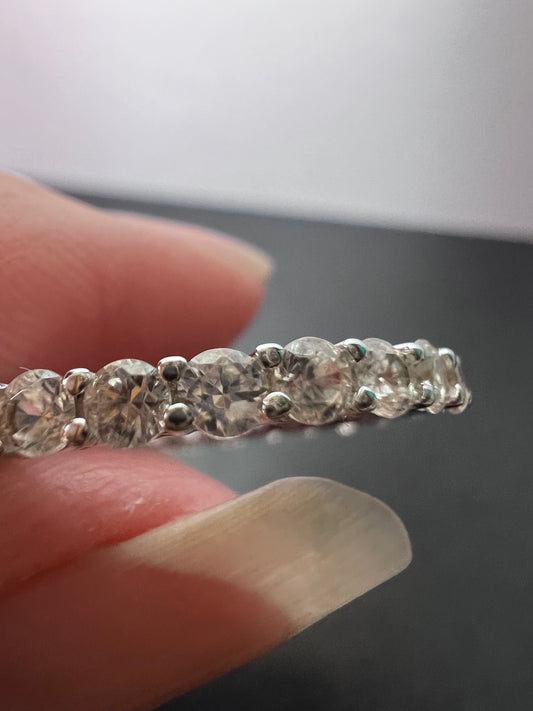 White topaz sterling silver stackable eternity band size 8