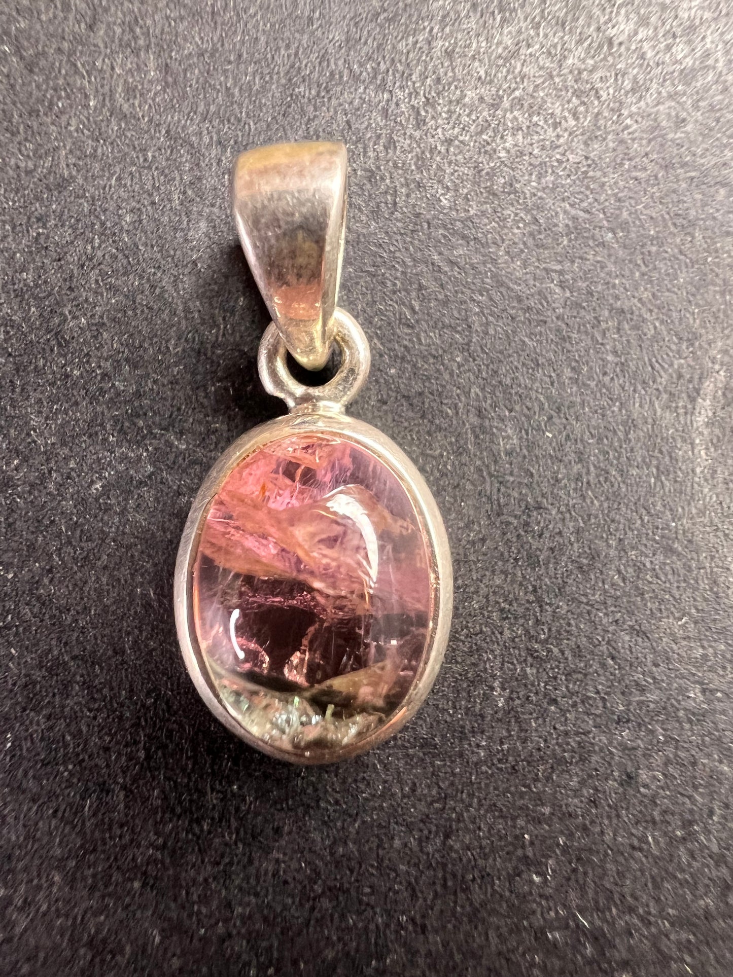 NEW Pink, lilac, blue tri tourmaline sterling silver pendant 1.79 grams