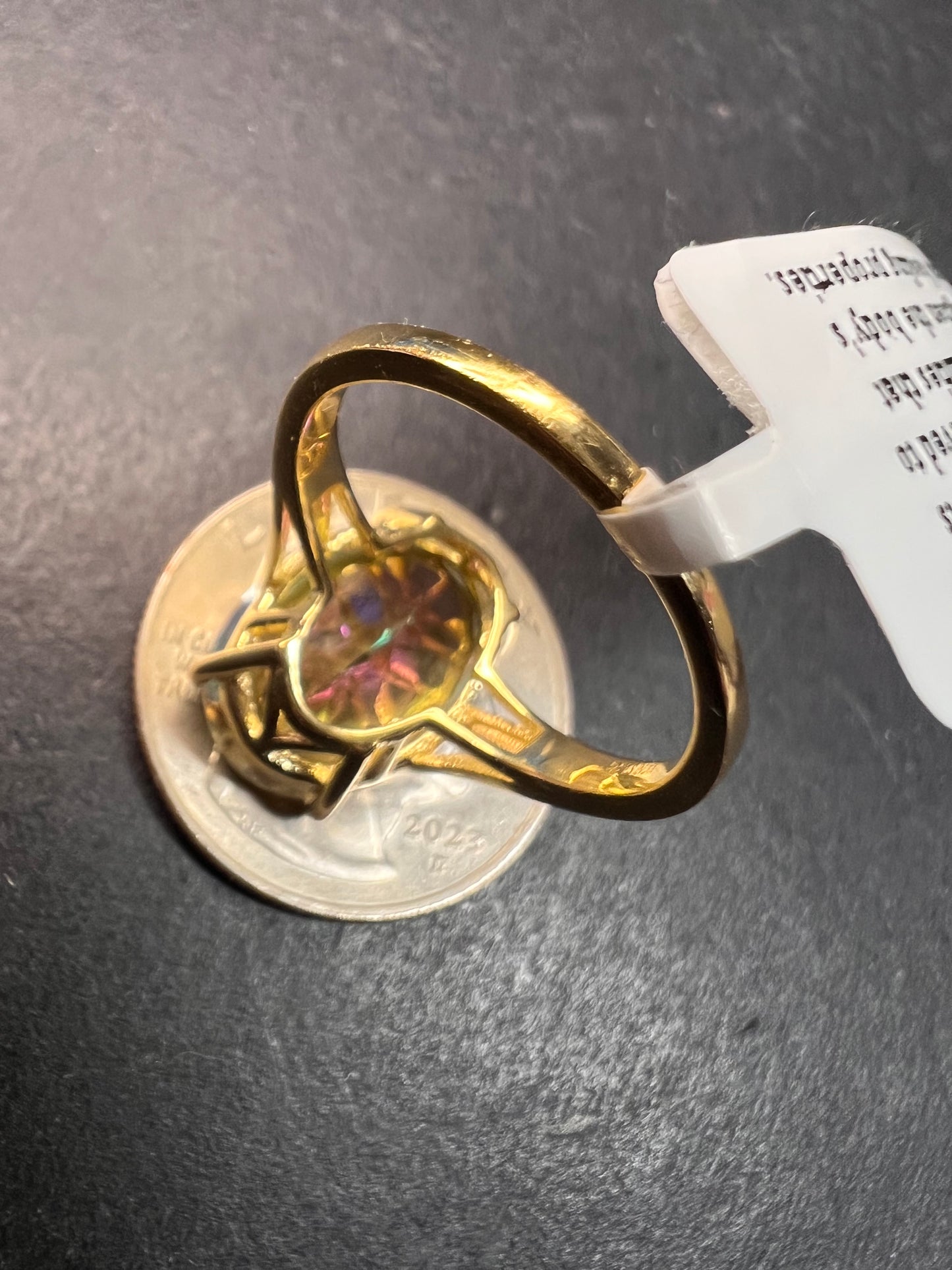 NEW Mystic Quartz ring in gold over sterling silver size 7