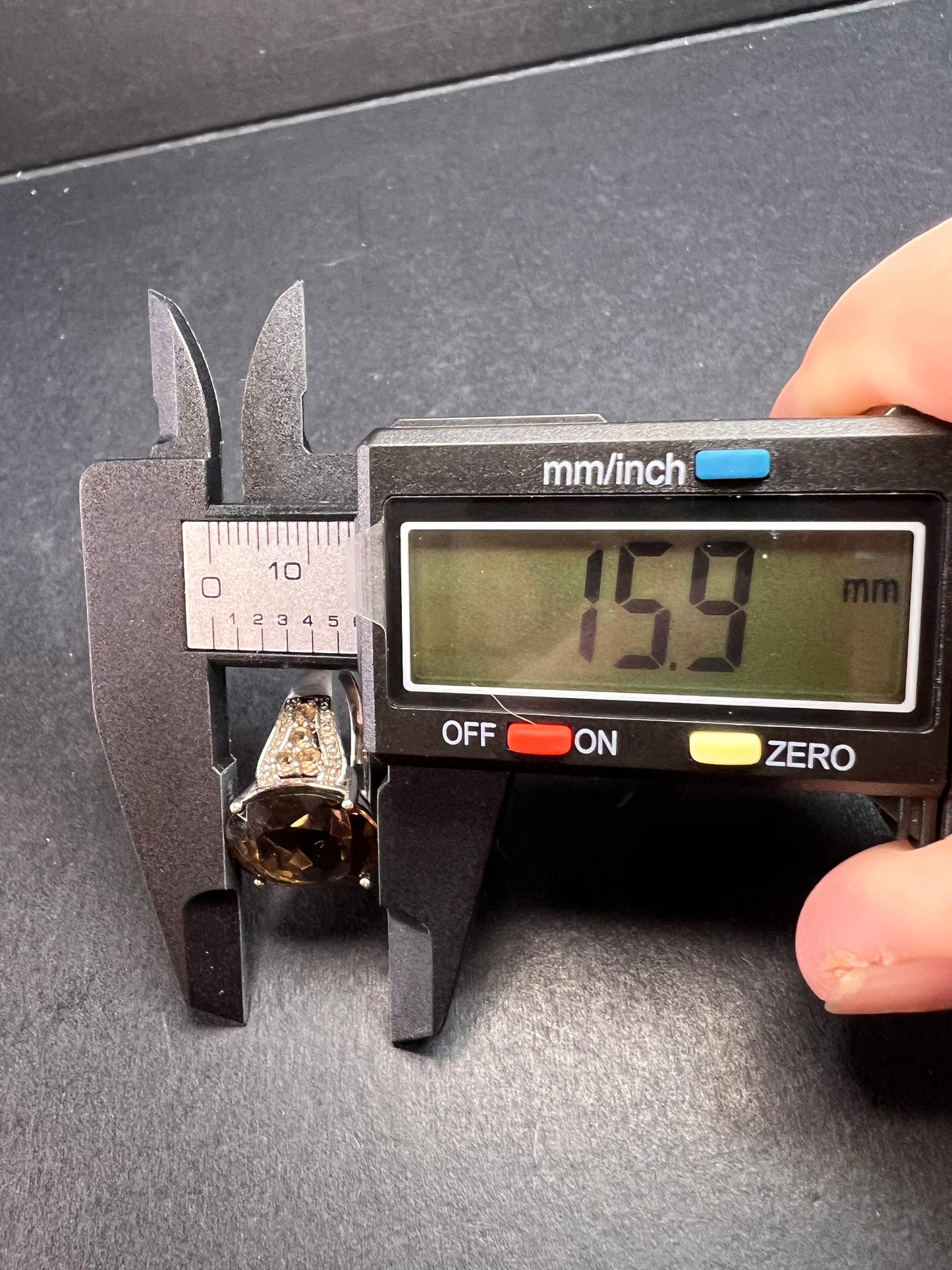 Smoky quartz Sterling silver ring size 8