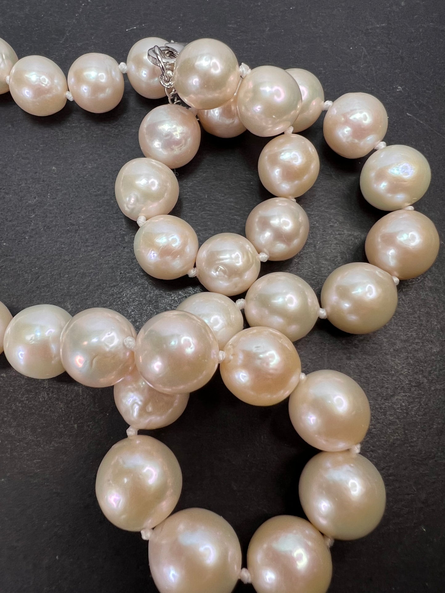 NEW White Cultured Freshwater Pearl Rhodium Over Sterling Silver Necklace 20 inch