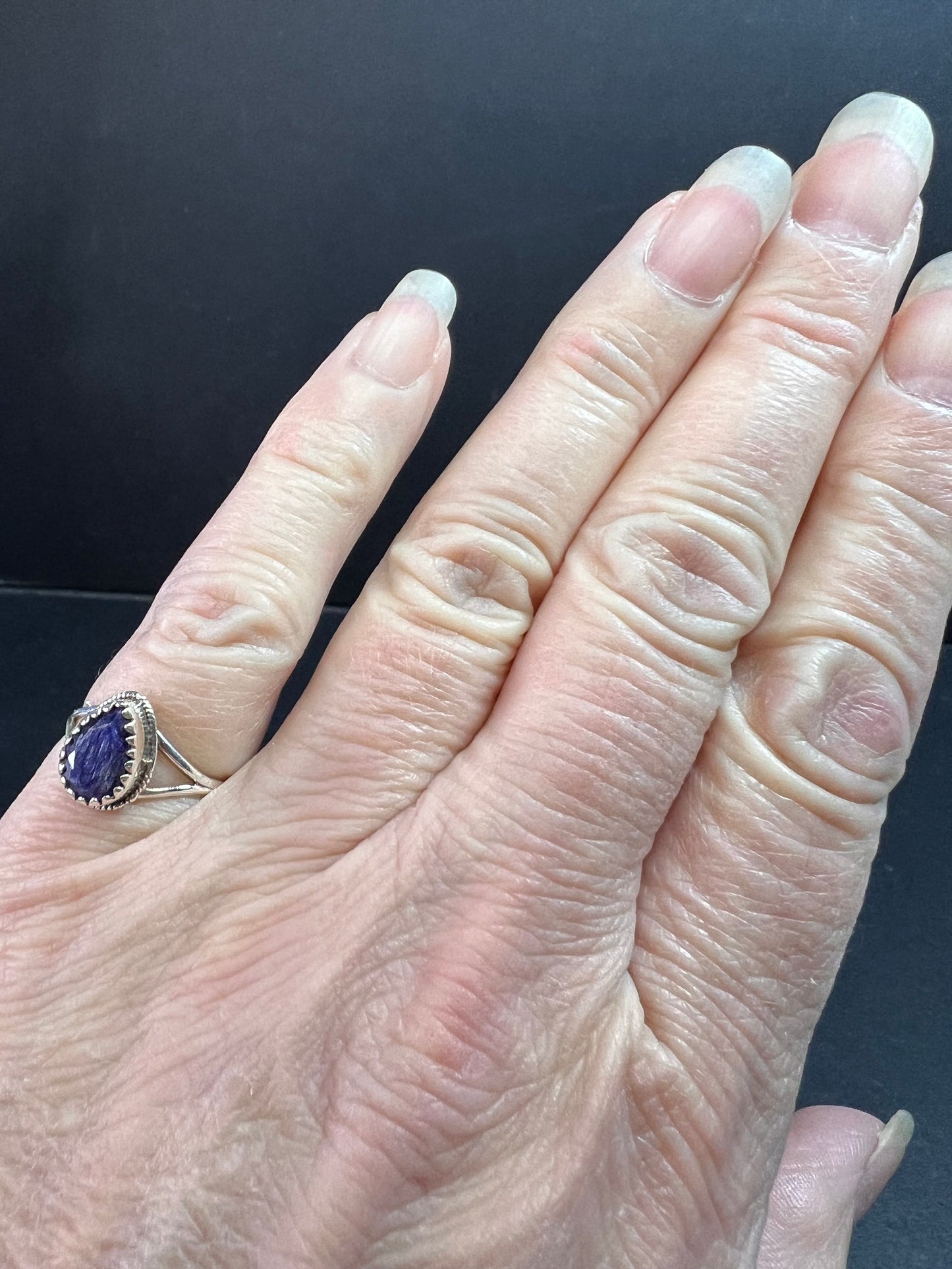 Blue kyanite sterling silver teardrop ring size 5