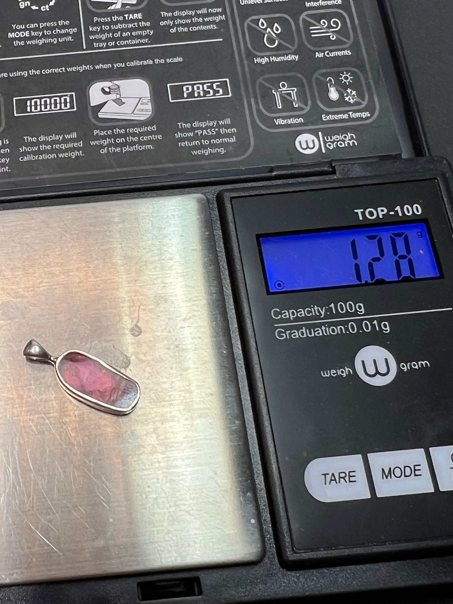 NEW pink/ bi color tourmaline sterling silver pendant 1.28 grams