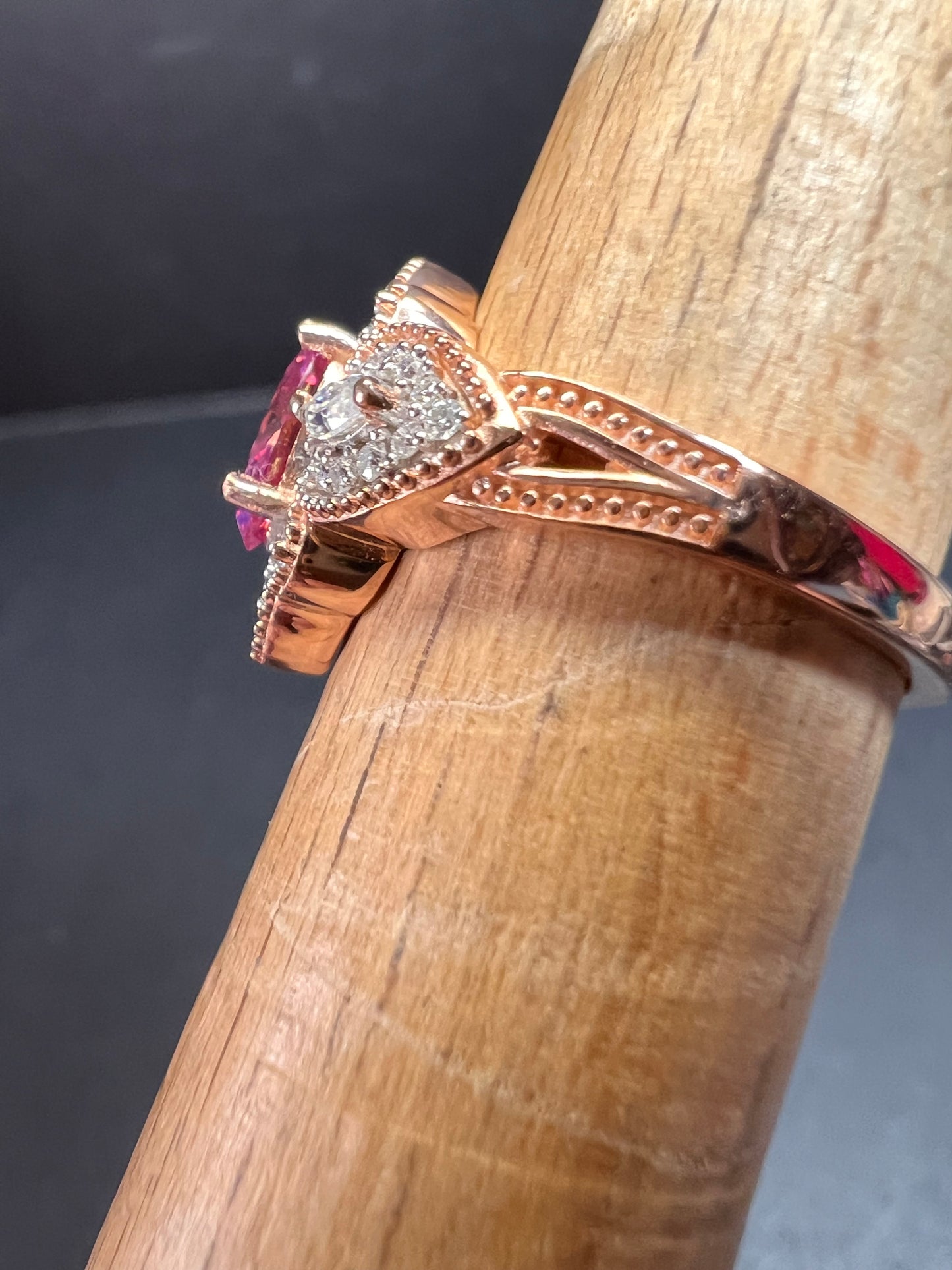 NEW Pink Moissanite lotus ring in rose gold vermeil 925 size 6
