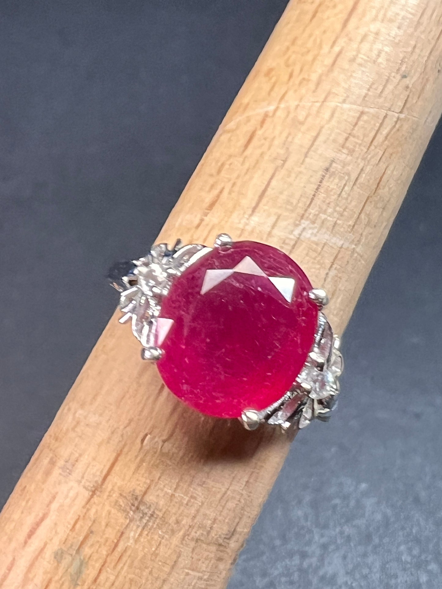 Vintage ruby sterling silver ring size 7