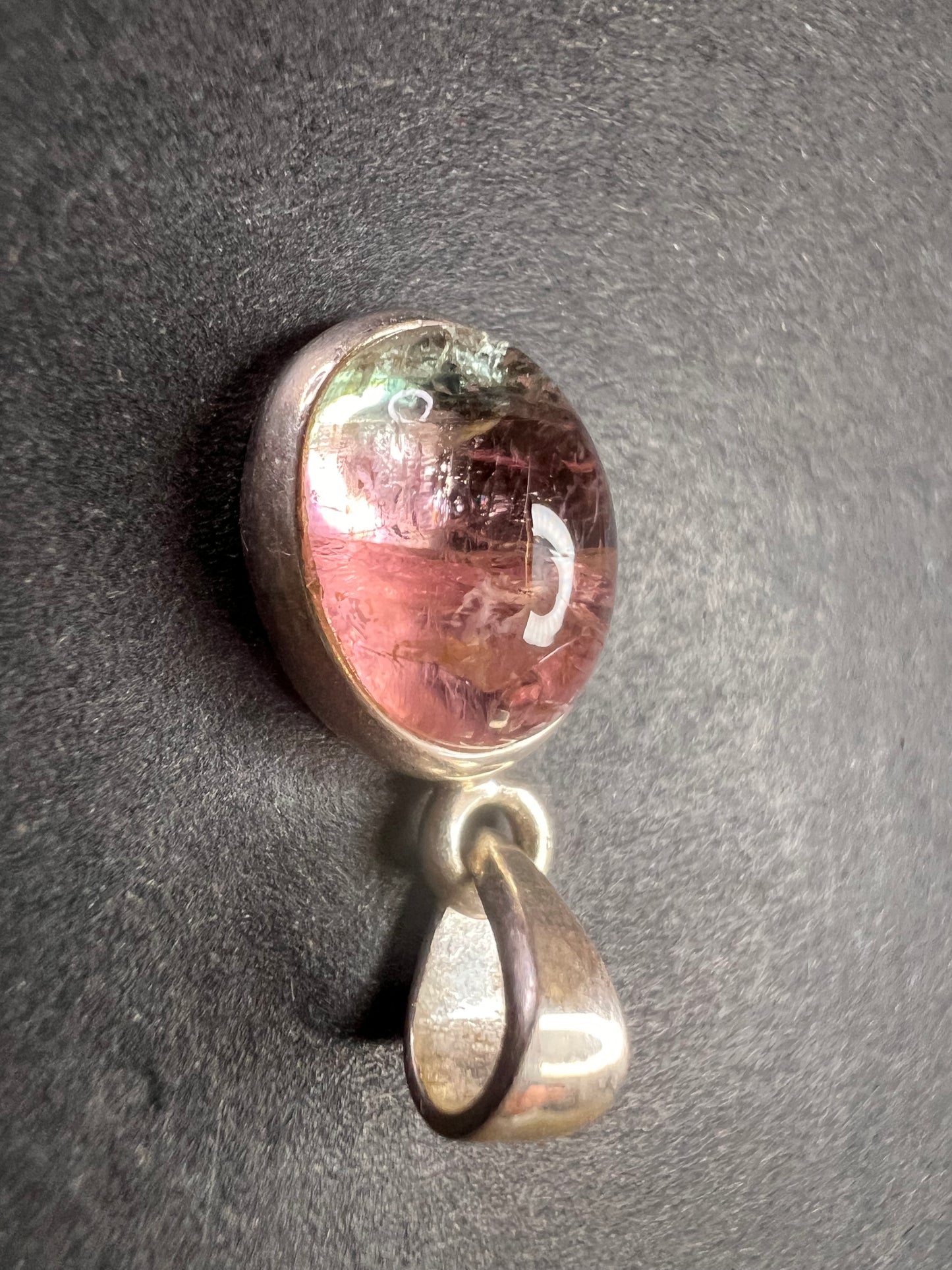 NEW Pink, lilac, blue tri tourmaline sterling silver pendant 1.79 grams