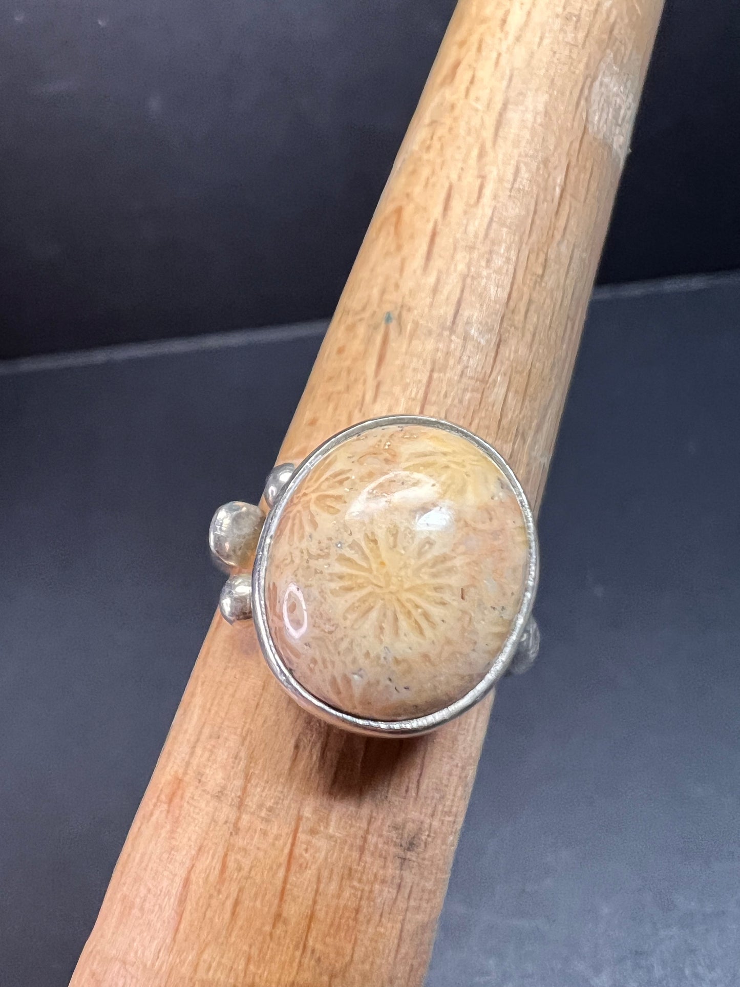 Sajen fossil coral sterling silver ring size 7
