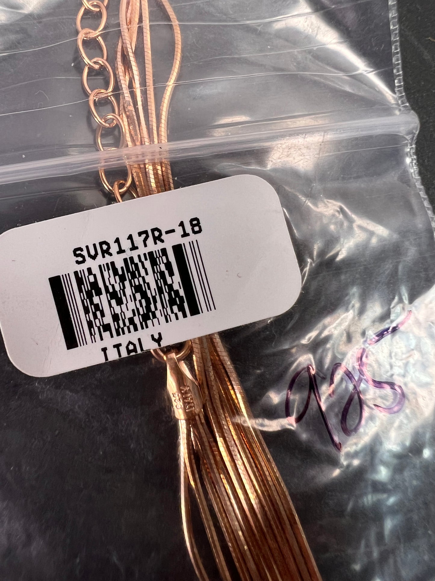 NEW Italian rose gold over sterling silver multi row chain necklace-18 inch