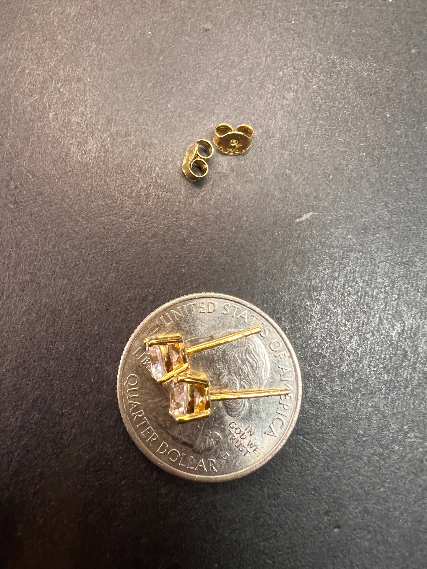 5.5mm CZ stud earrings in gold over sterling silver