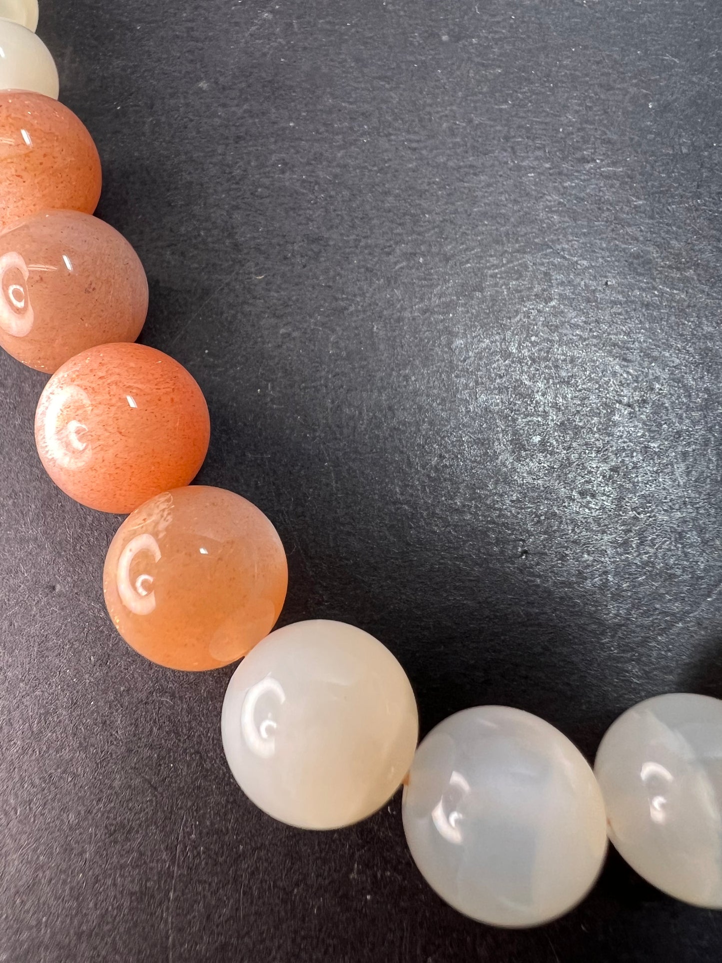 Mixed moonstone sterling silver bolo necklace