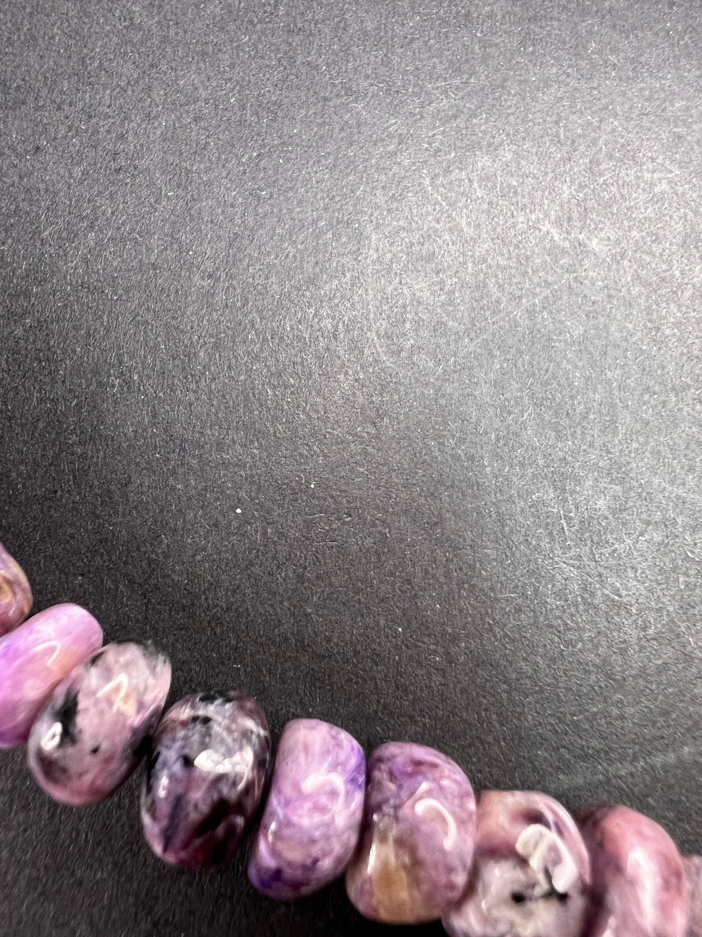 NEW Charoite rondelle beaded 18 inch necklace with 925 clasp