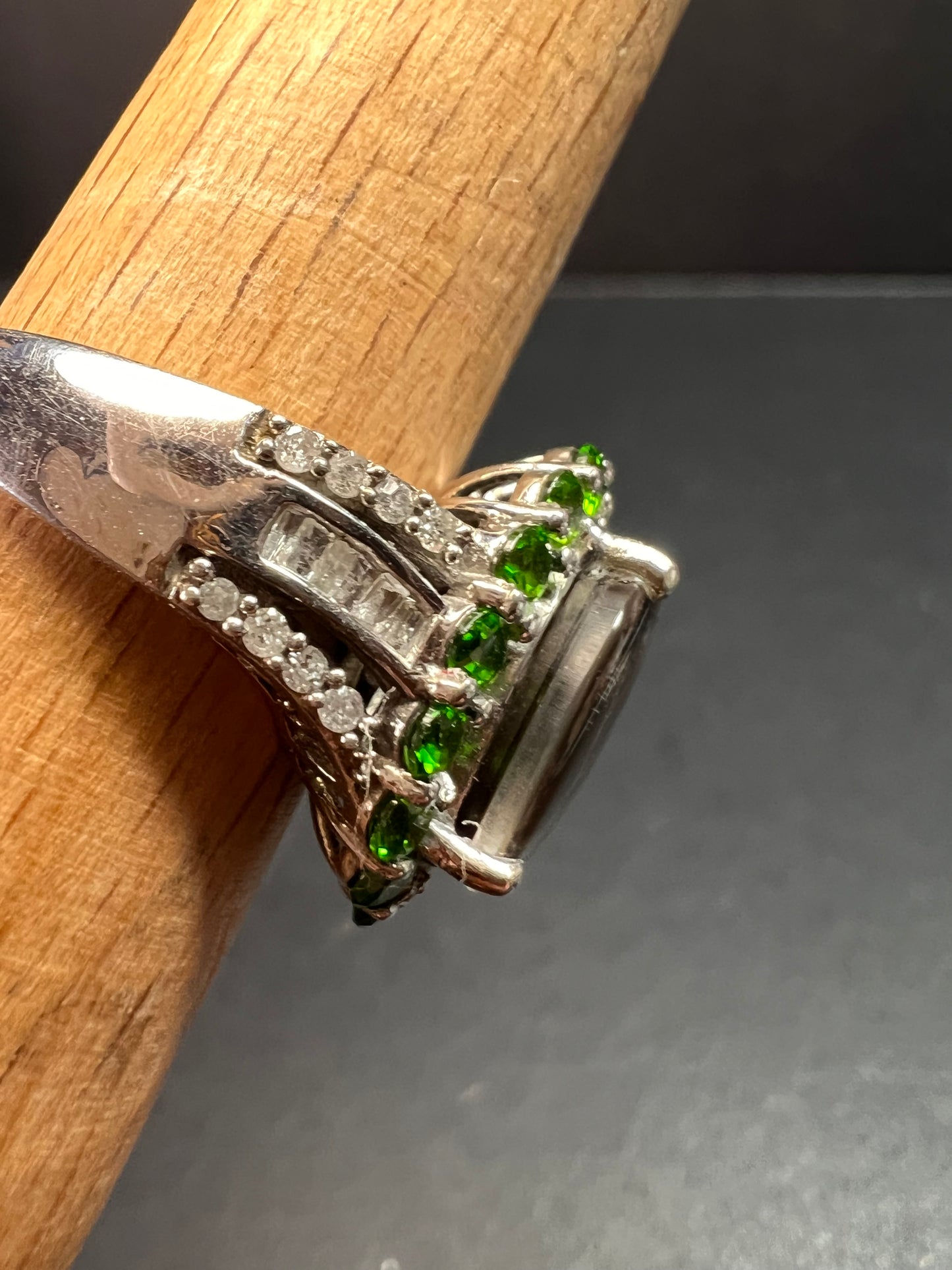 NEW with tag ammolite and diamond sterling silver ring size 7