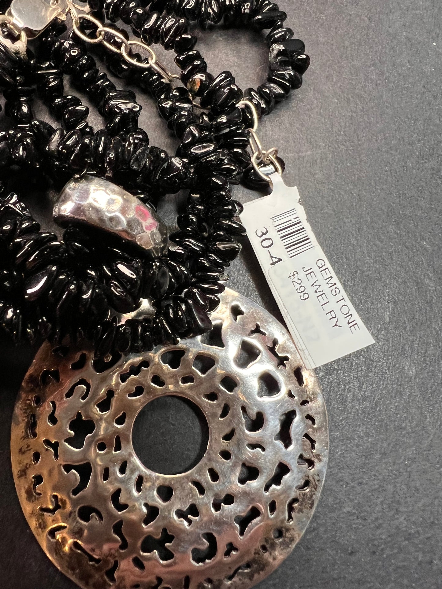 NEW Black tourmaline multi strand sterling silver necklace