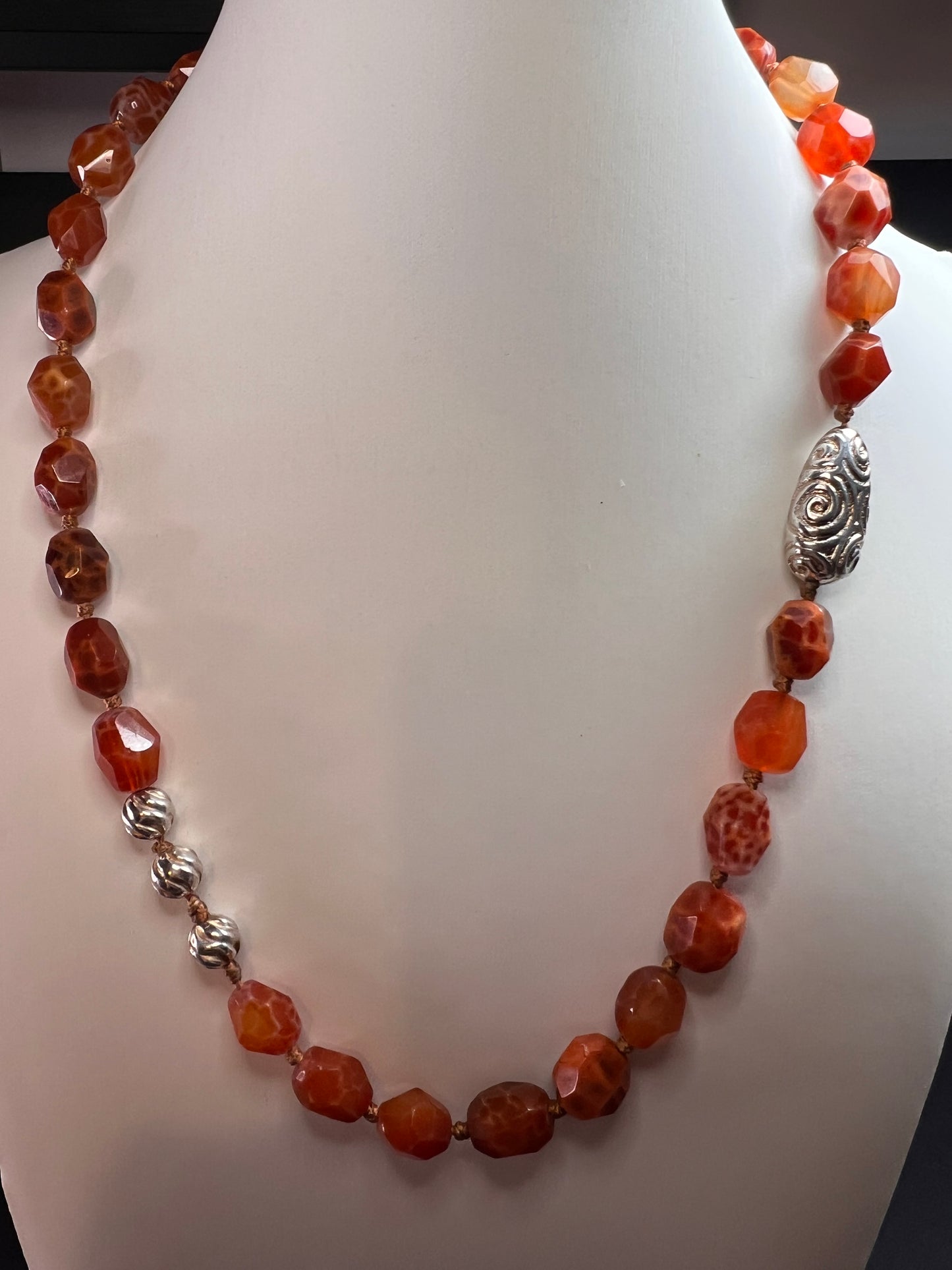 NEW fire agate Sterling silver necklace