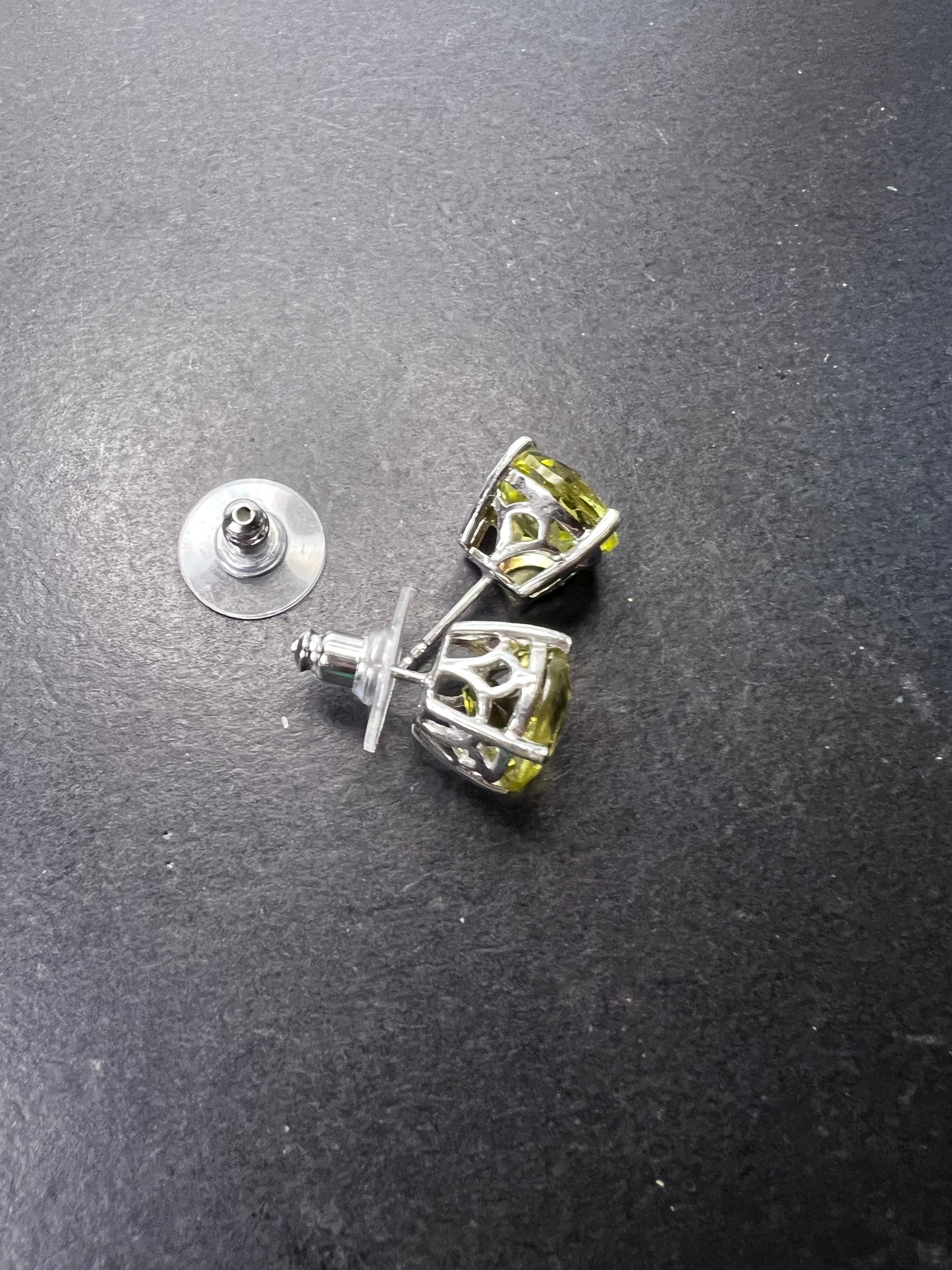 Lemon quartz jumbo stud earrings in sterling silver