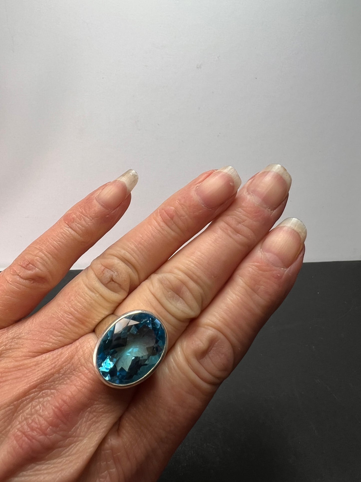 NEW size 8 Blue topaz sterling silver ring size 12.47 grams