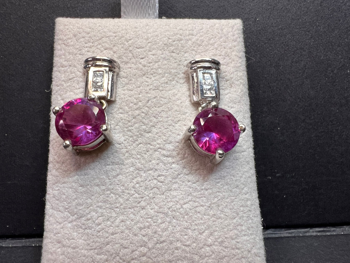 Lab purple sapphire and topaz sterling silver earrings