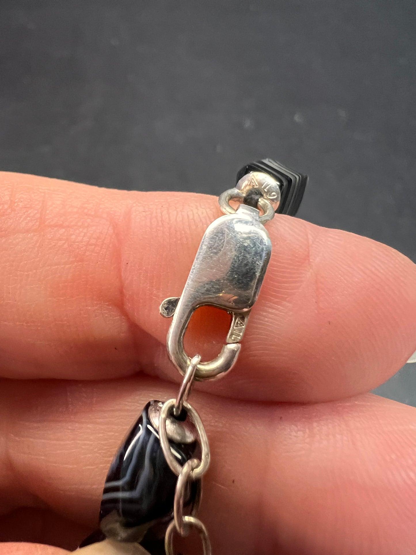 NEW Botswana agate 18 inch necklace with sterling silver clasp