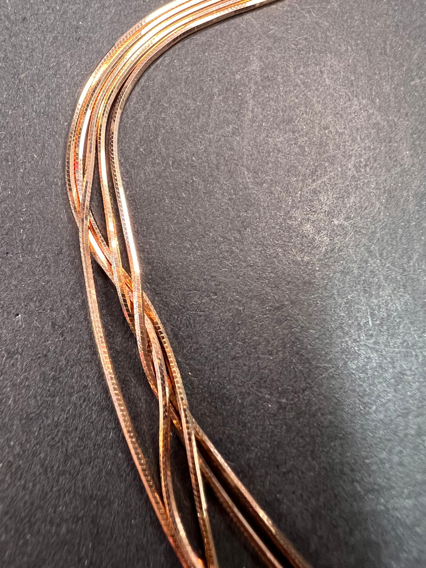 NEW Italian rose gold over sterling silver multi row chain necklace-18 inch