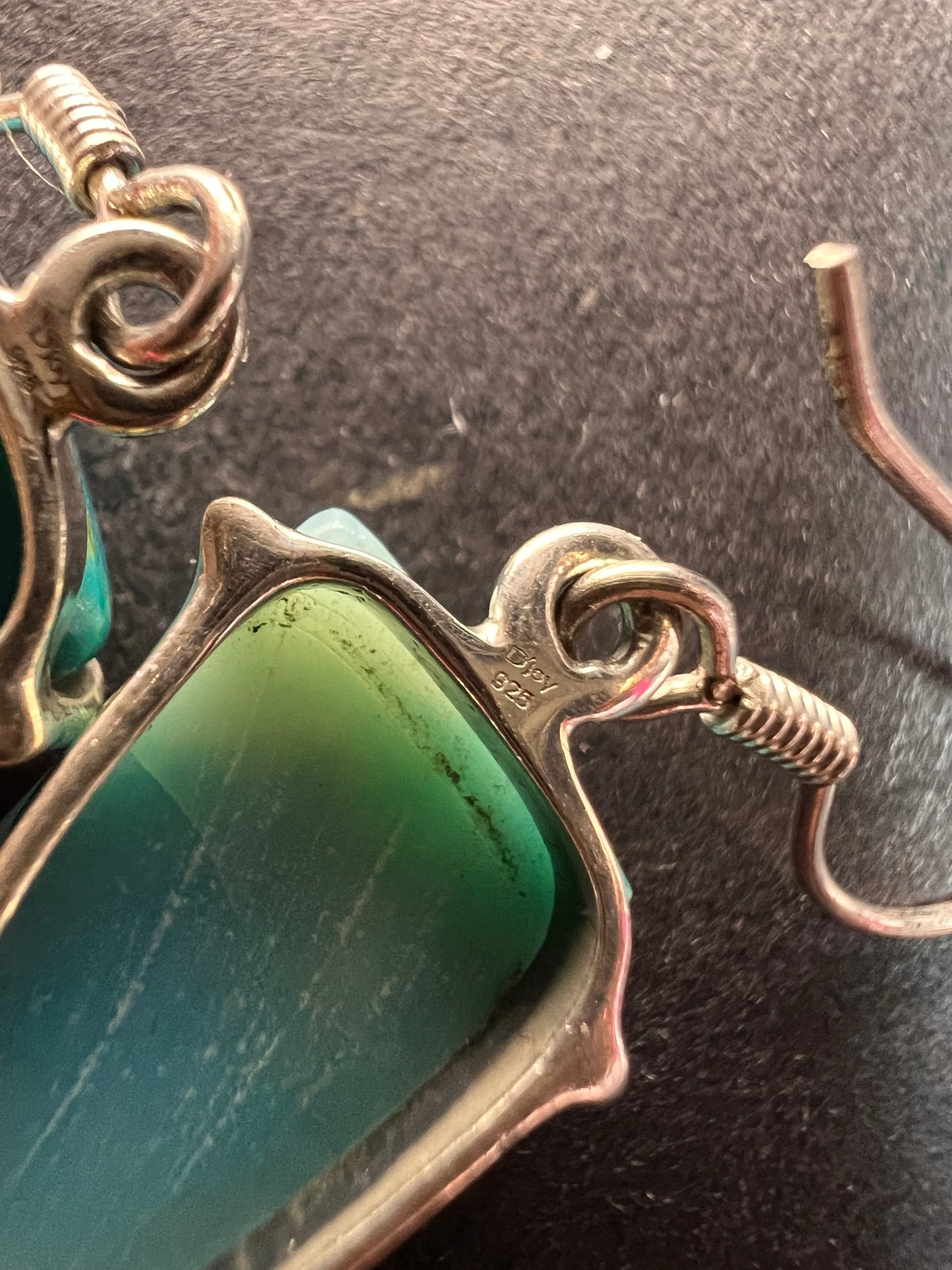 NEW Peruvian opalina sterling silver dangle earrings