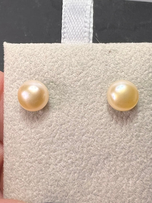 8 mm cultured pearl stud Sterling silver earrings