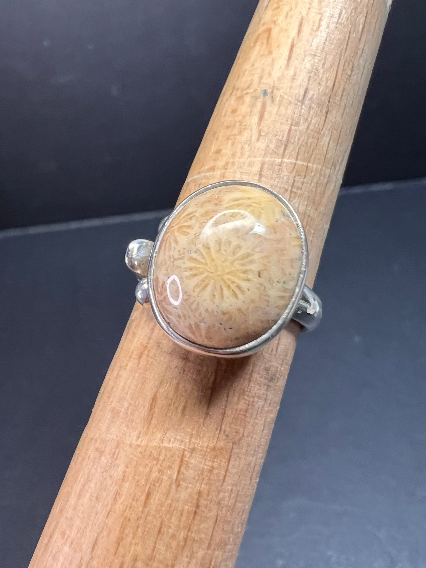 Sajen fossil coral sterling silver ring size 7