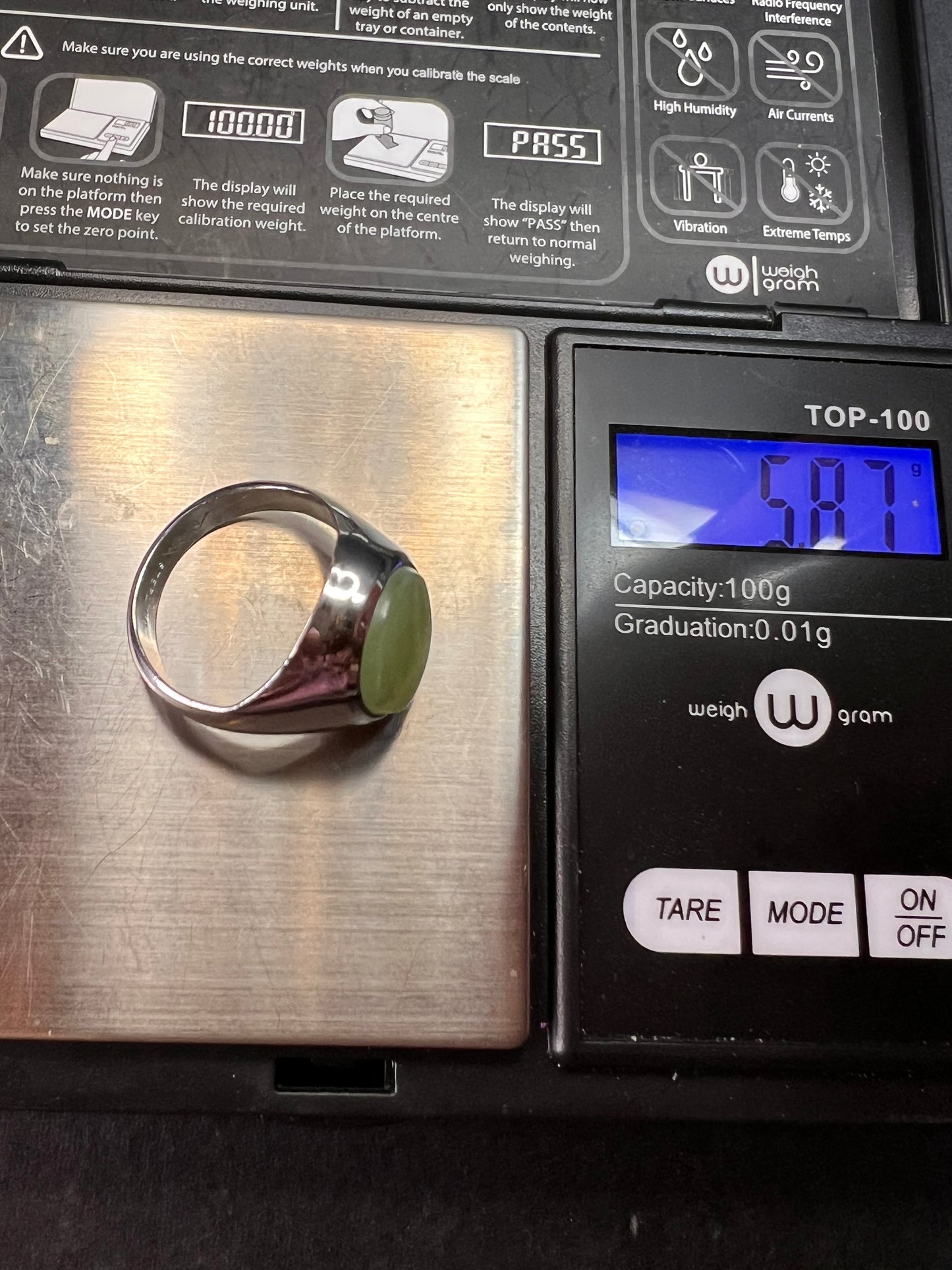 Vintage jade Pa Ha Co sterling silver ring size 8