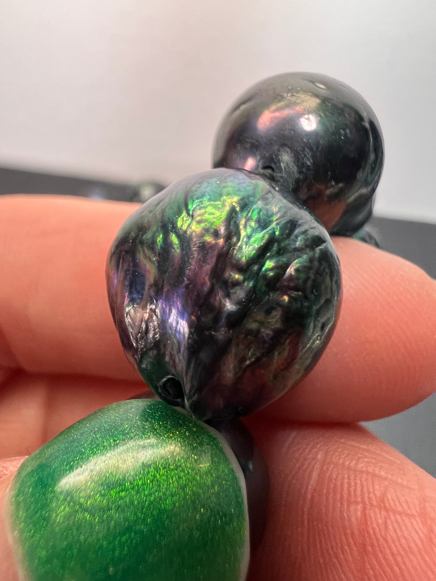 13mm Tahitian peacock baroque pearl 22 inch necklace with sterling silver clasp