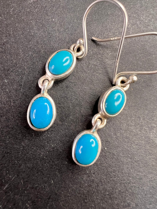 NEW Sleeping Beauty turquoise sterling silver earrings 3.35 grams
