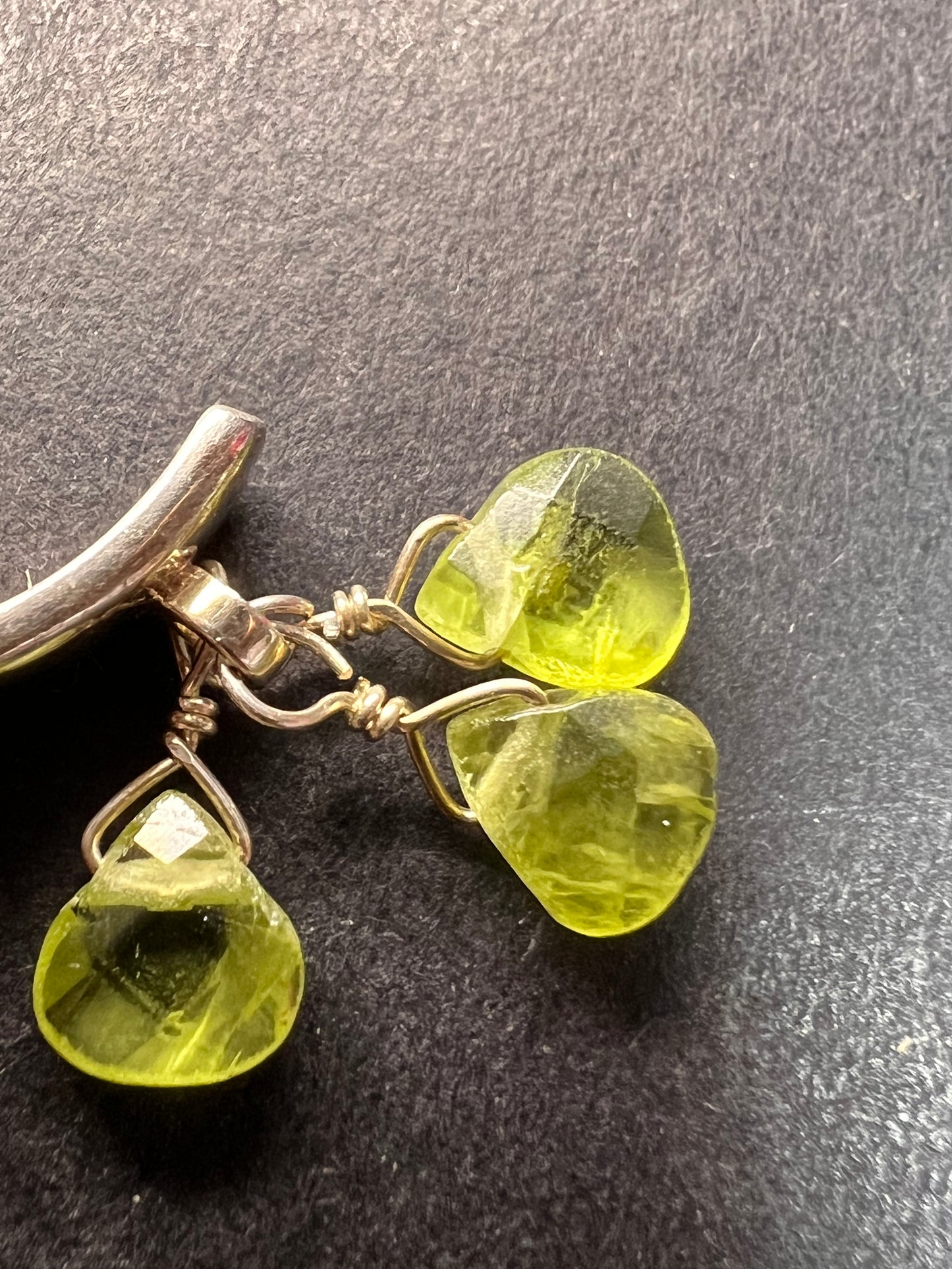 NEW peridot sterling silver crescent hoop earrings