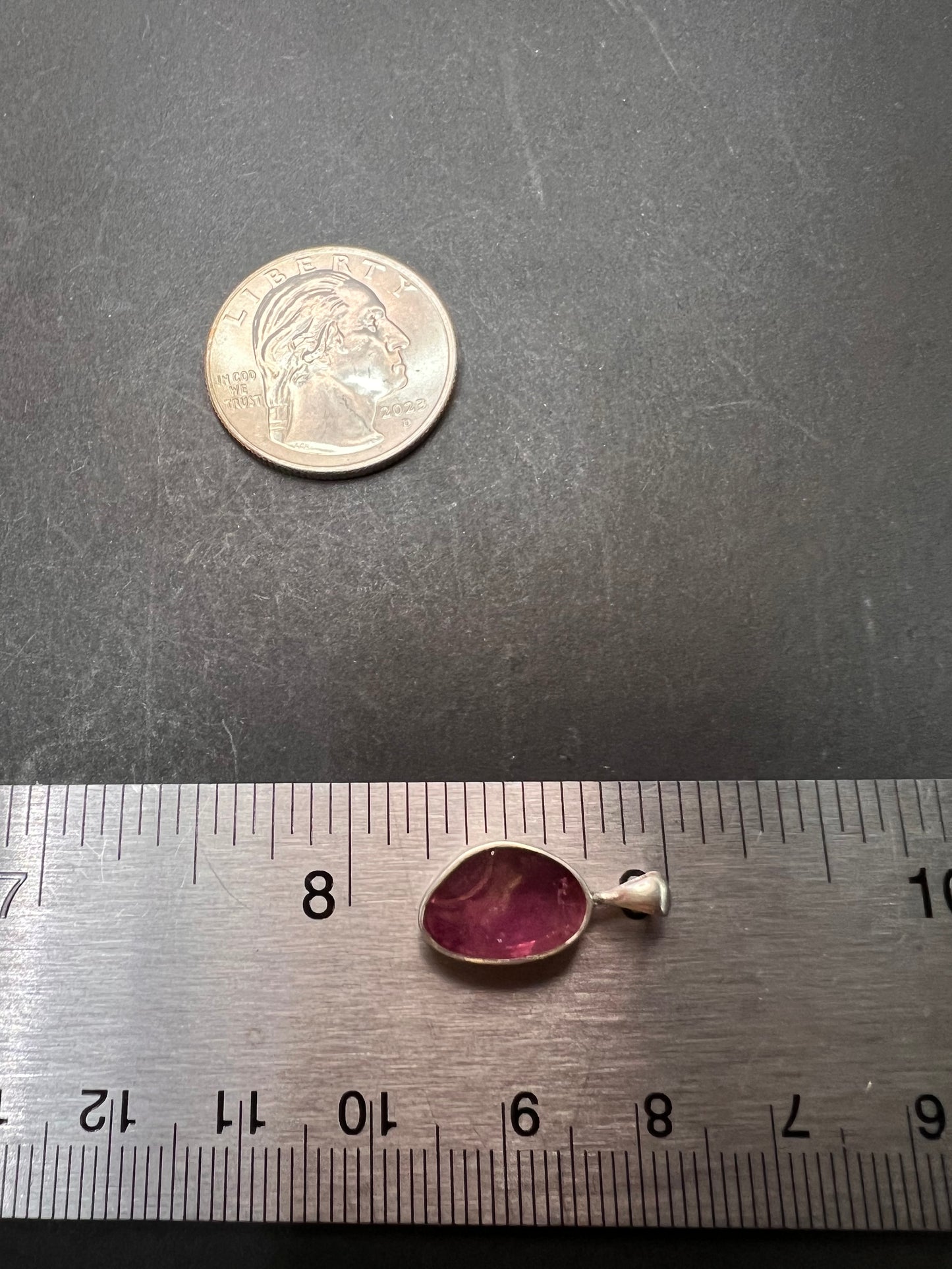 NEW Pink tourmaline sterling silver pendant 1.24 grams