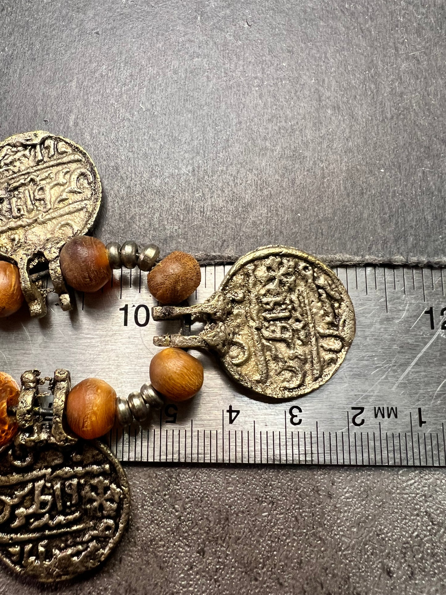Vintage Berber Amber Resin Coin Necklace Tribal North African Style