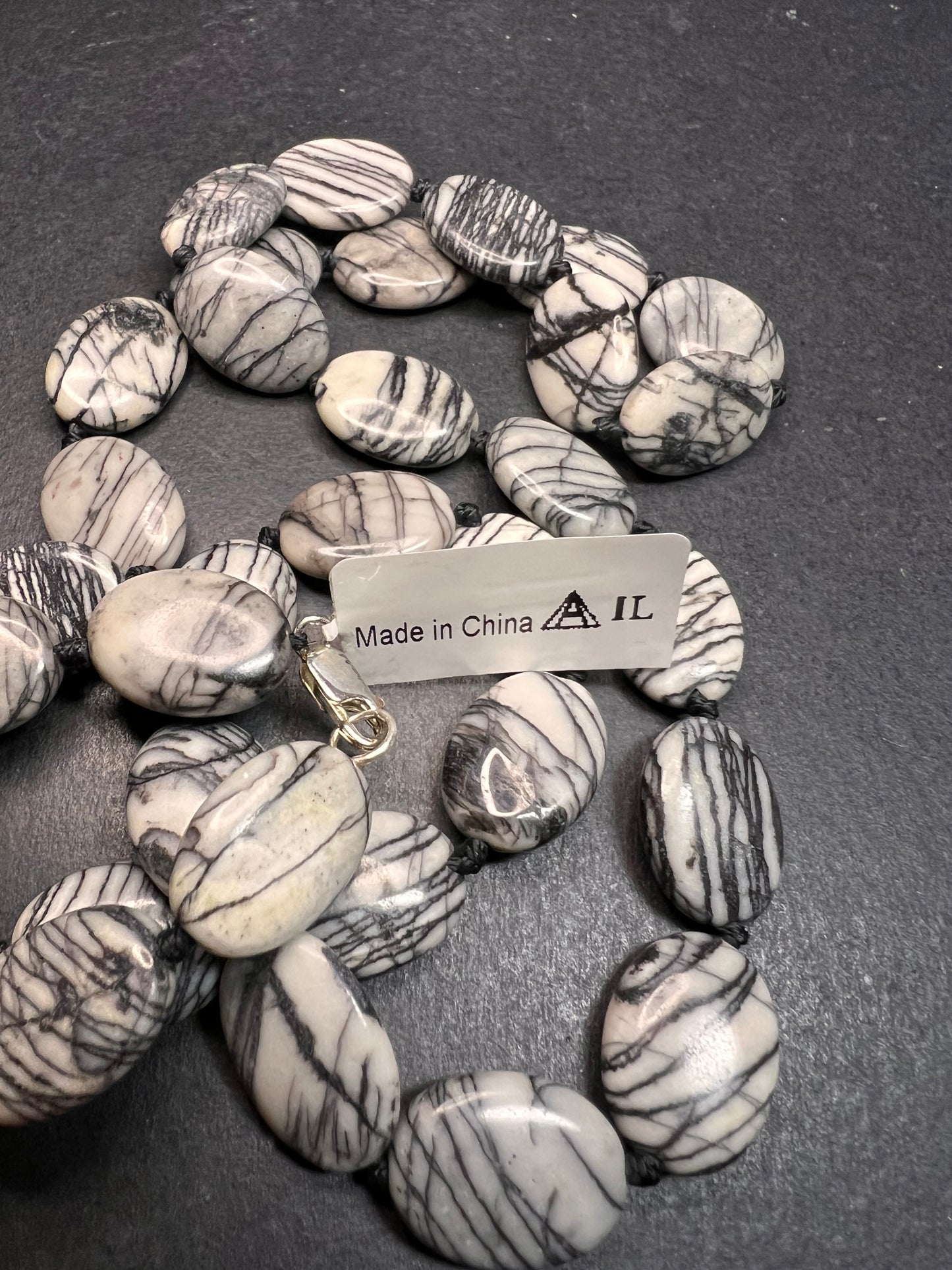 NEW Picasso Jasper 30 inch necklace with sterling silver clasp