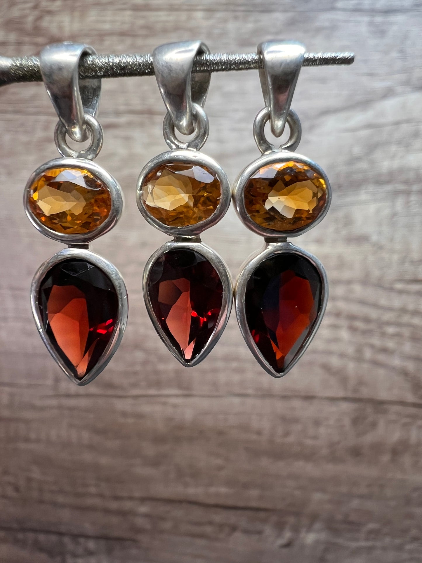 NEW citrine and garnet sterling silver pendant