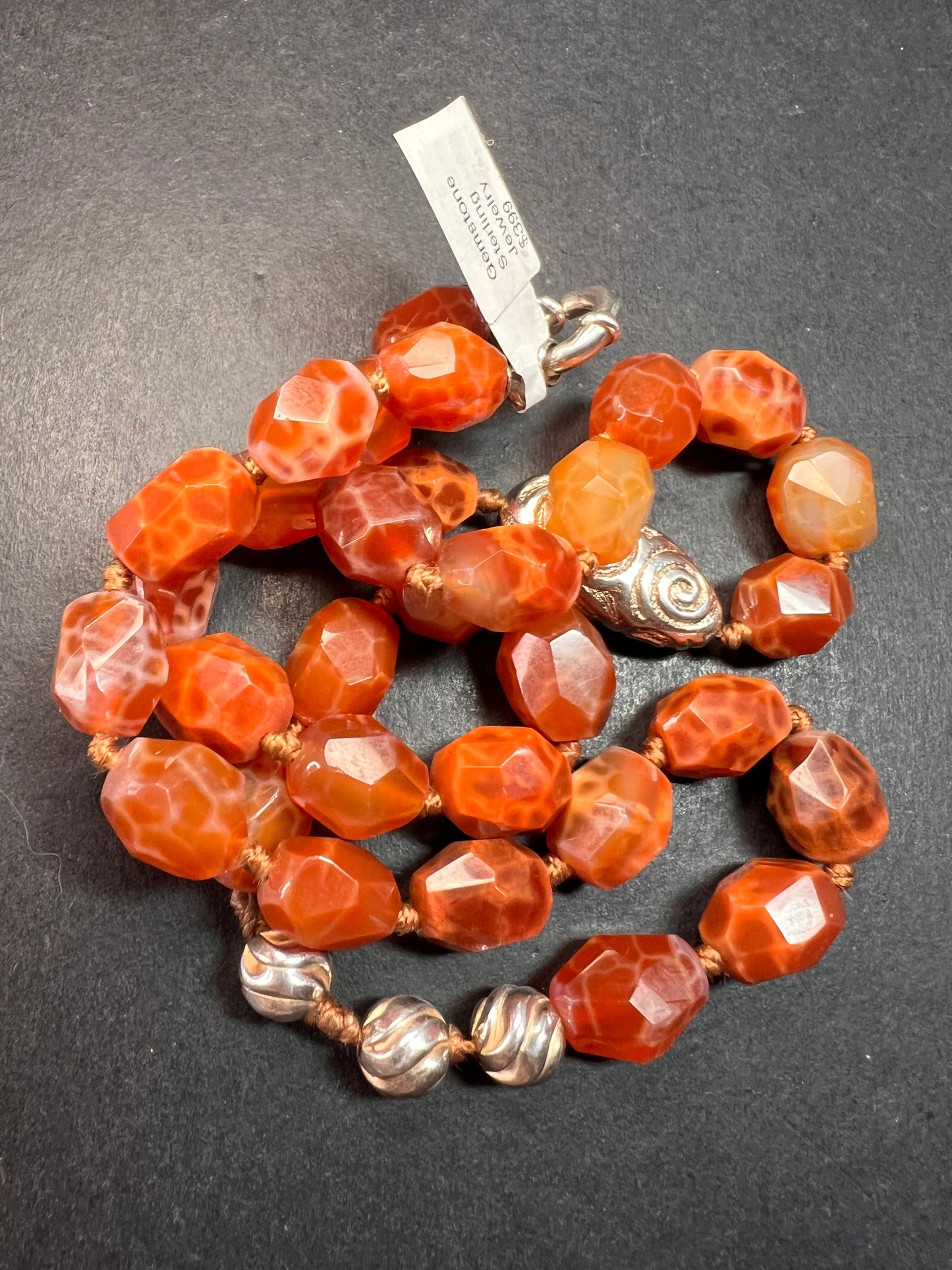 NEW fire agate Sterling silver necklace