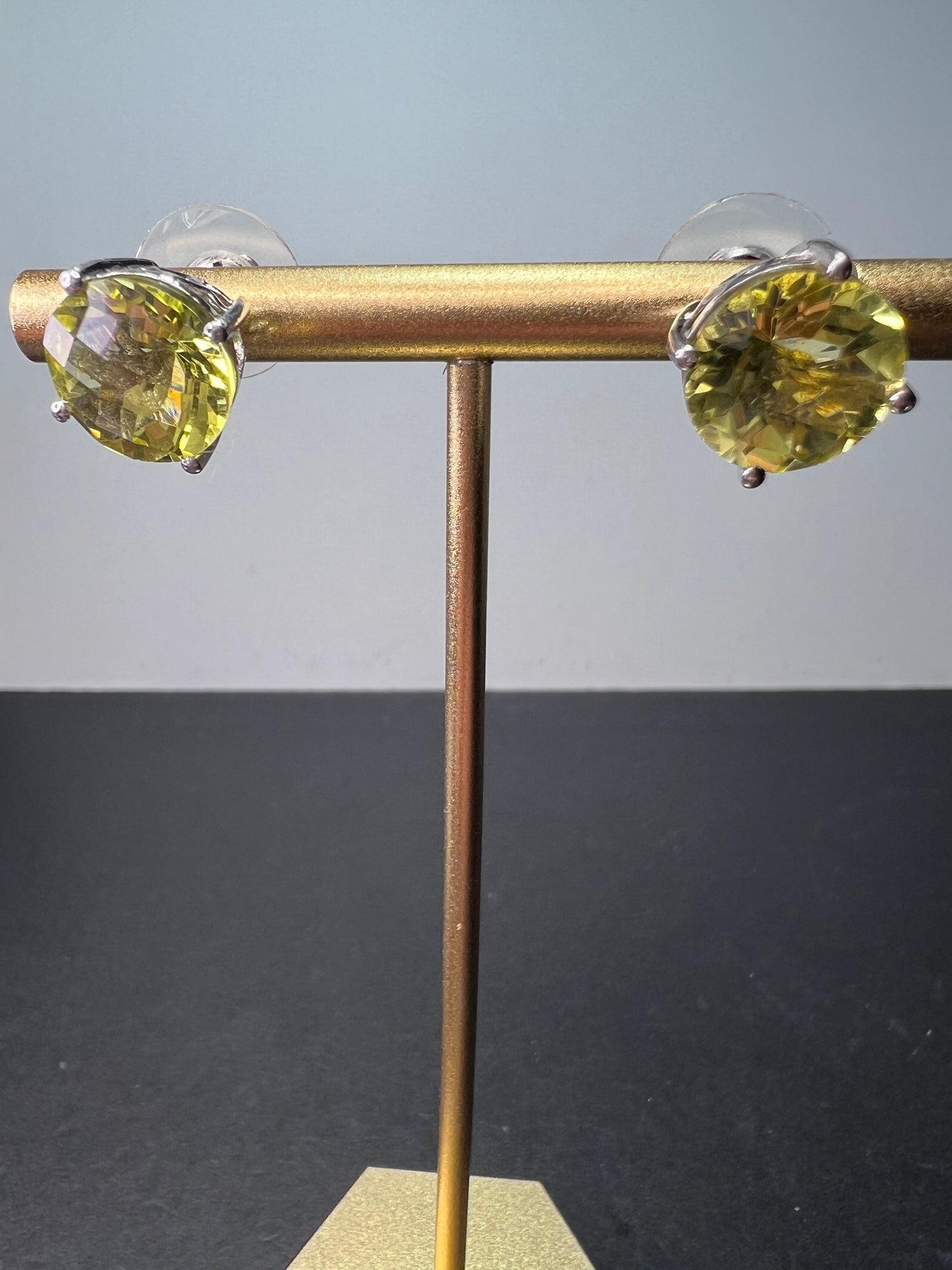 Lemon quartz jumbo stud earrings in sterling silver