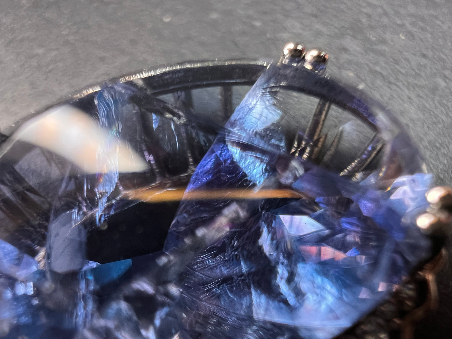 Blue Color-Change Fluorite Pendant in Rhodium Over Sterling Silver with Chain