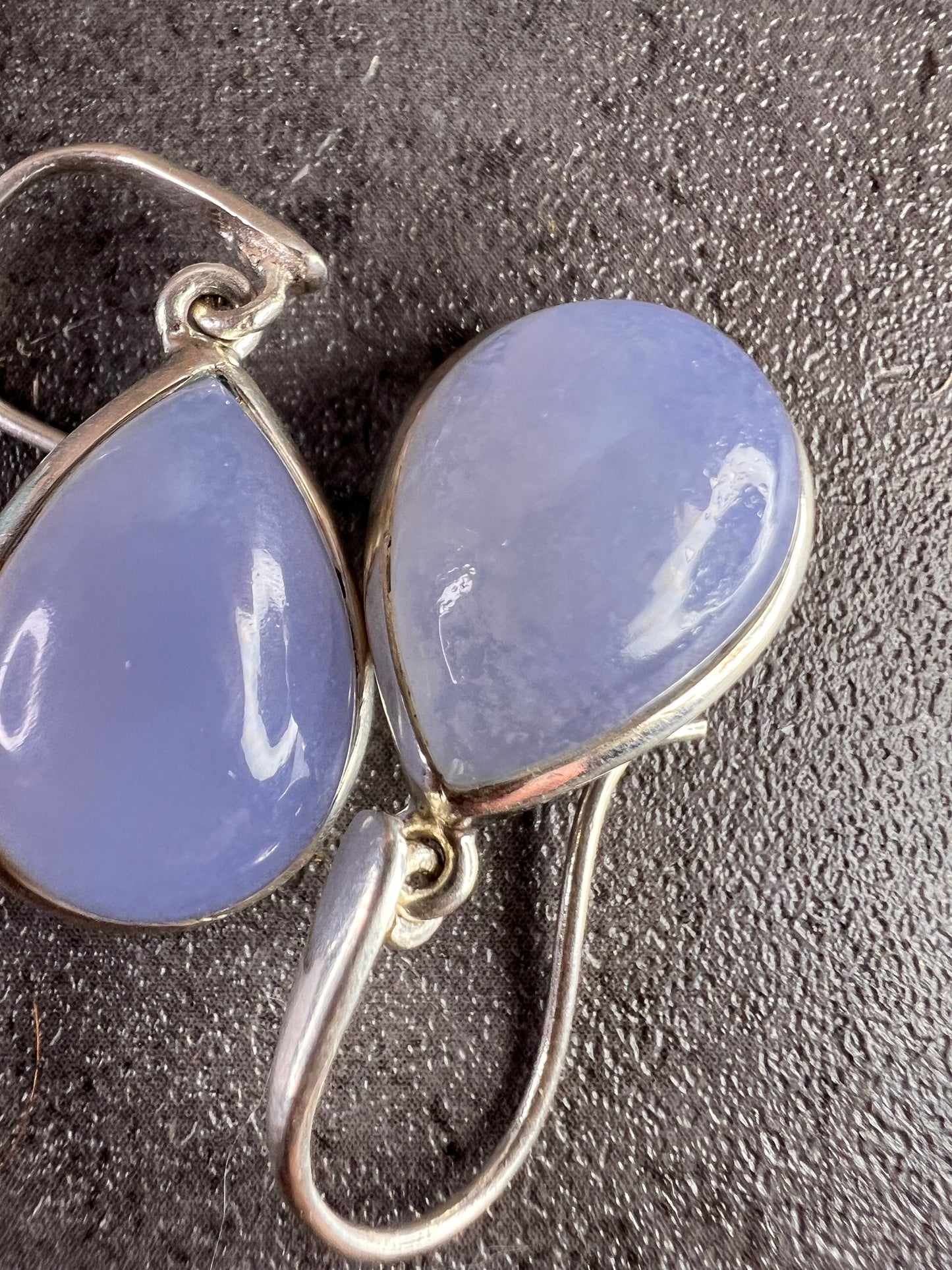 NEW Blue chalcedony sterling silver drop earrings 8.61 grams