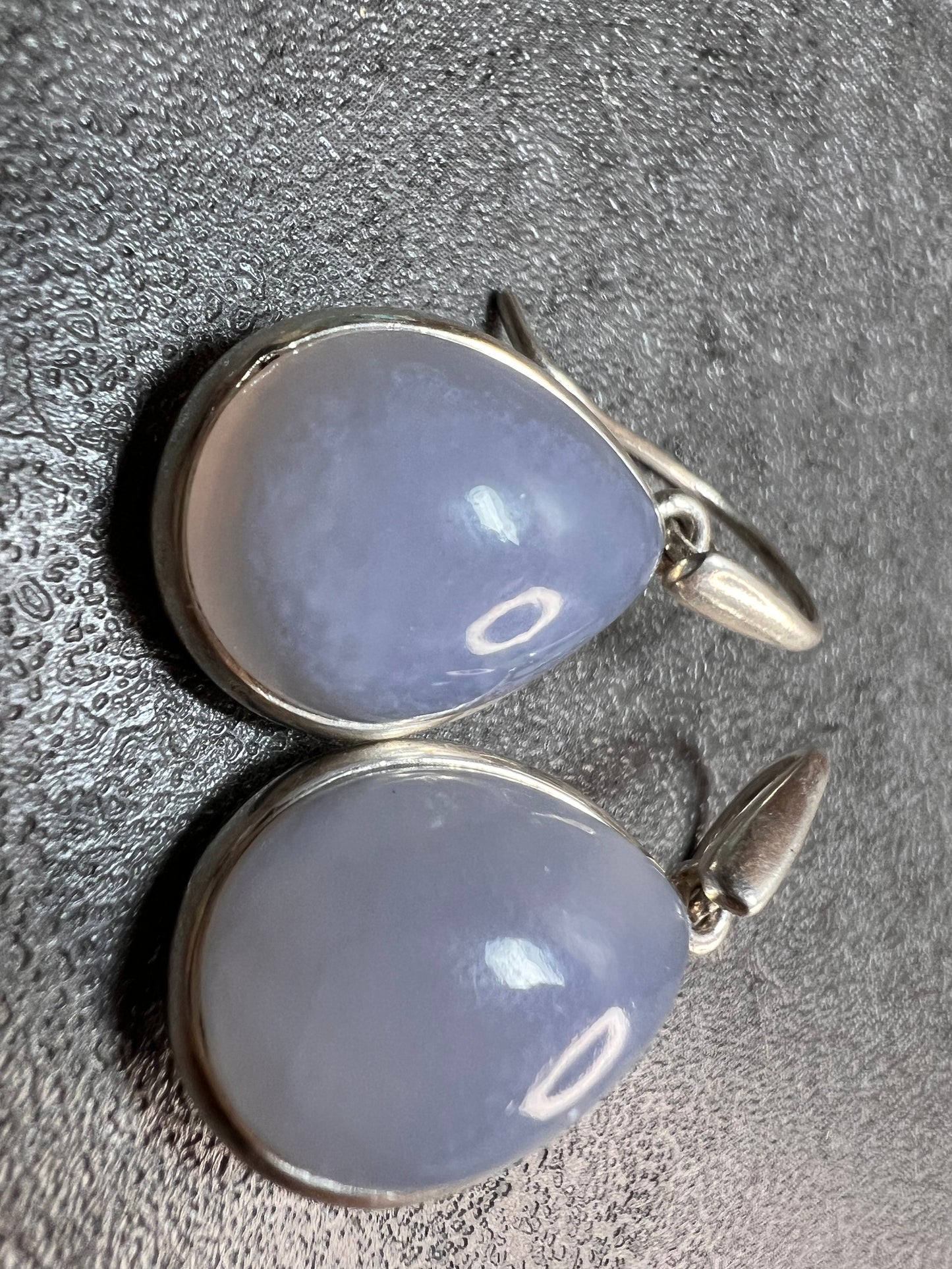 NEW Blue chalcedony sterling silver drop earrings 7.82 grams