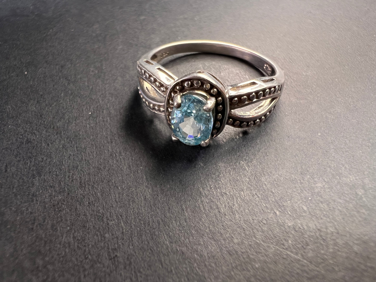 Blue topaz sterling silver ring size 9
