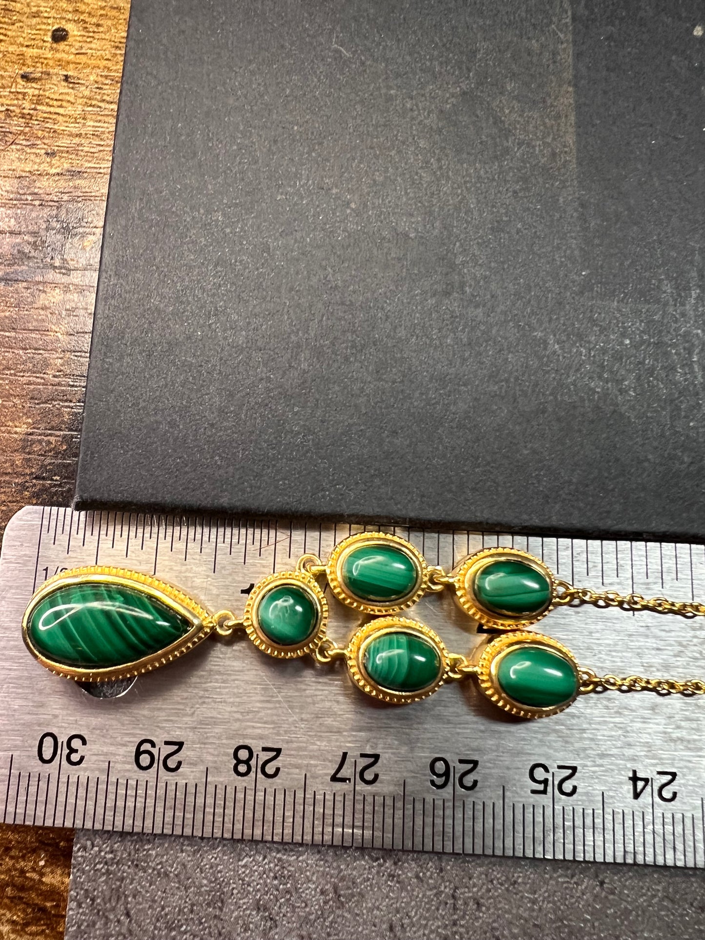 NEW Malachite necklace in yellow gold over brass 18-22inch