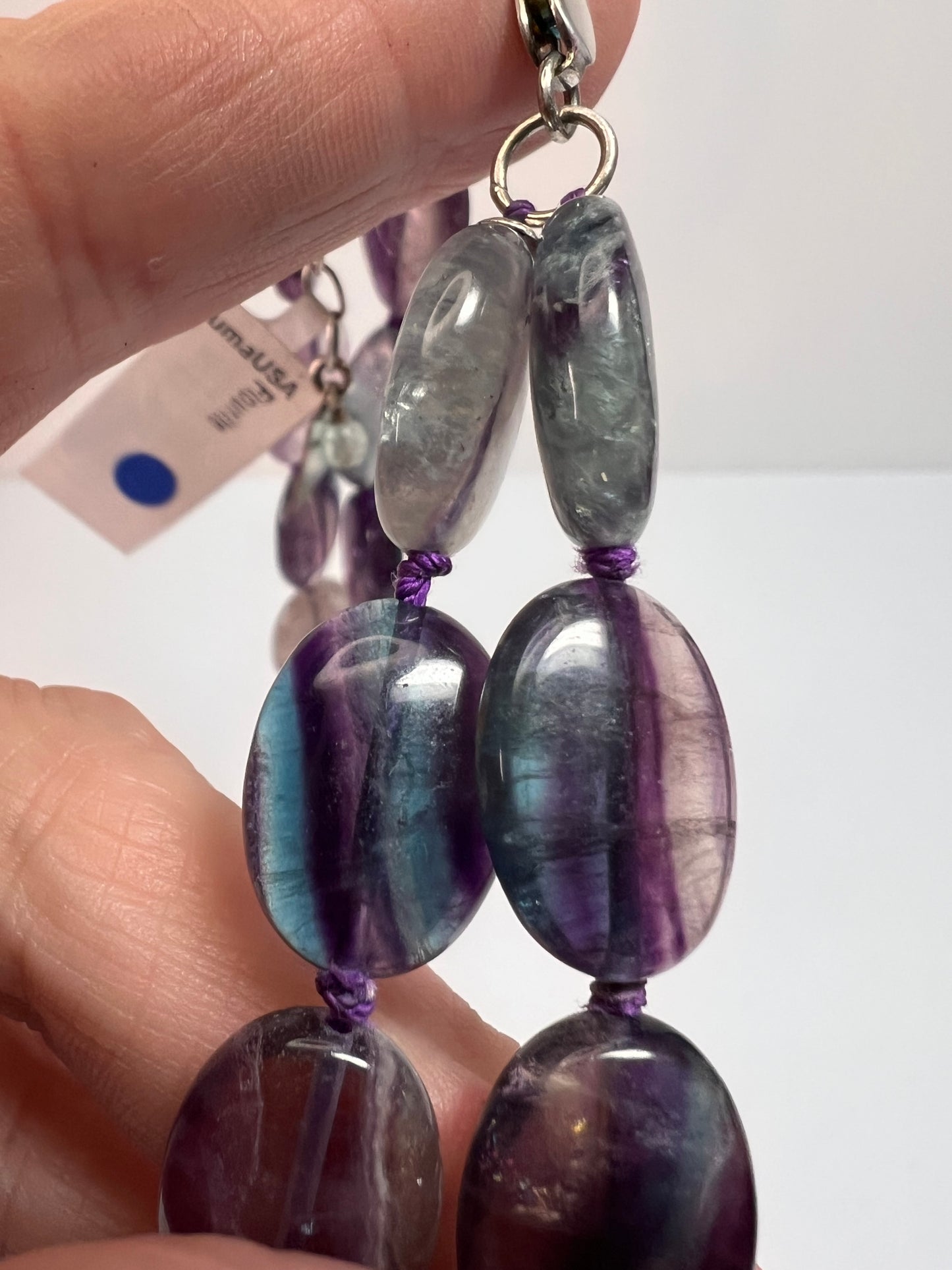 NEW Nate & Etan Fluorite double strand knotted necklace with sterling silver clasp