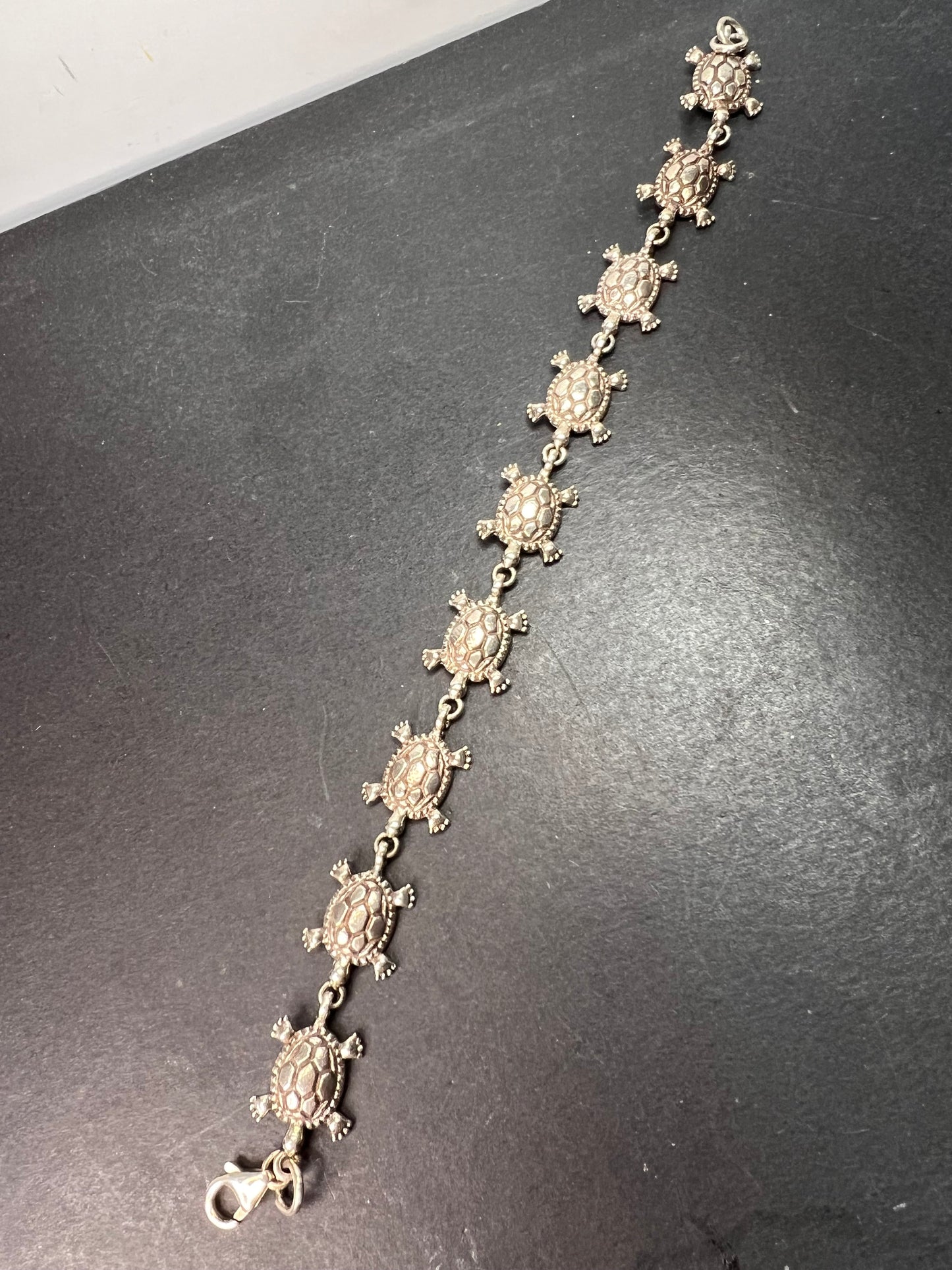 Vintage sterling silver turtles bracelet