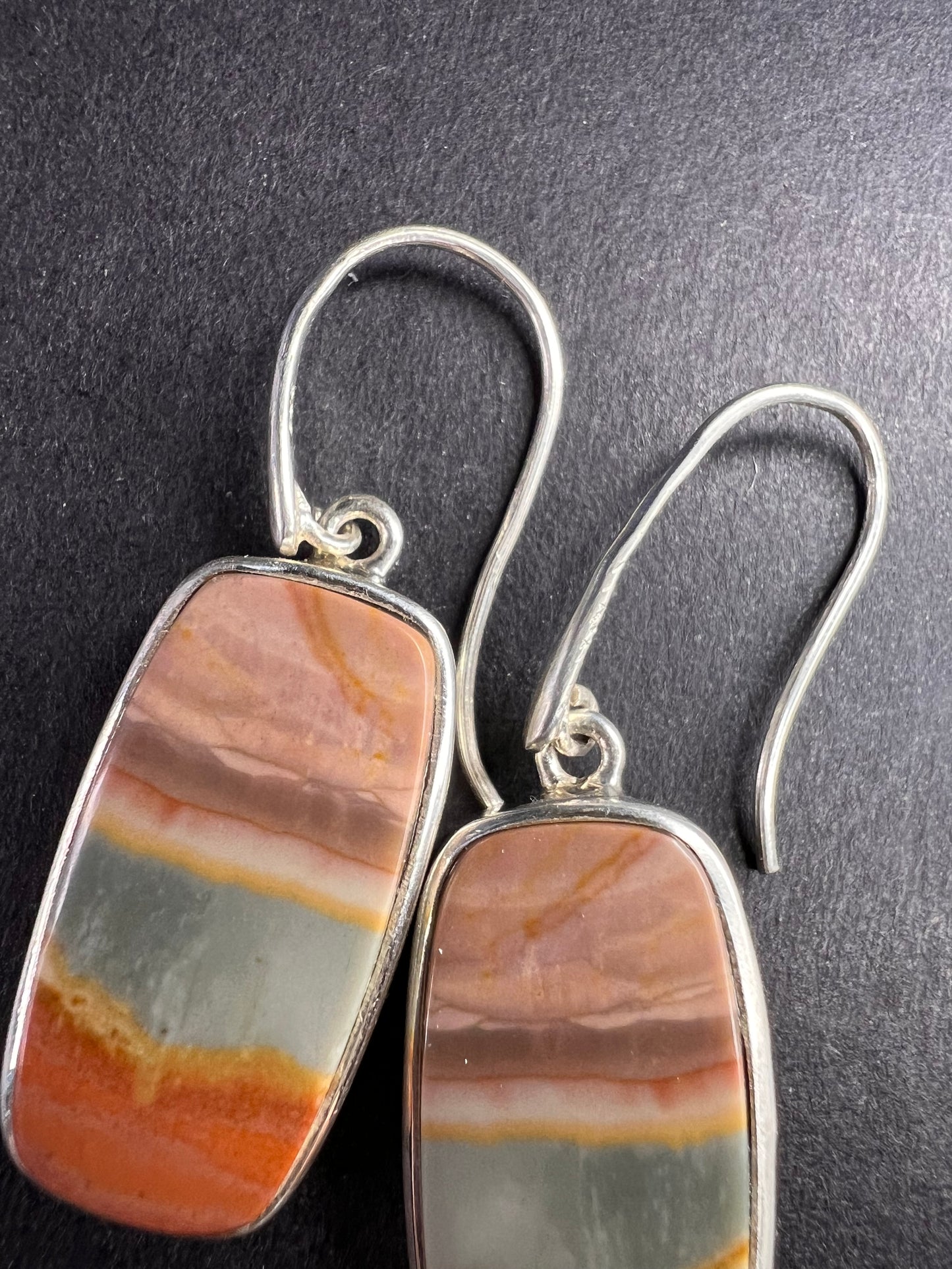 NEW polychrome Jasper sterling silver earrings 9.39 grams