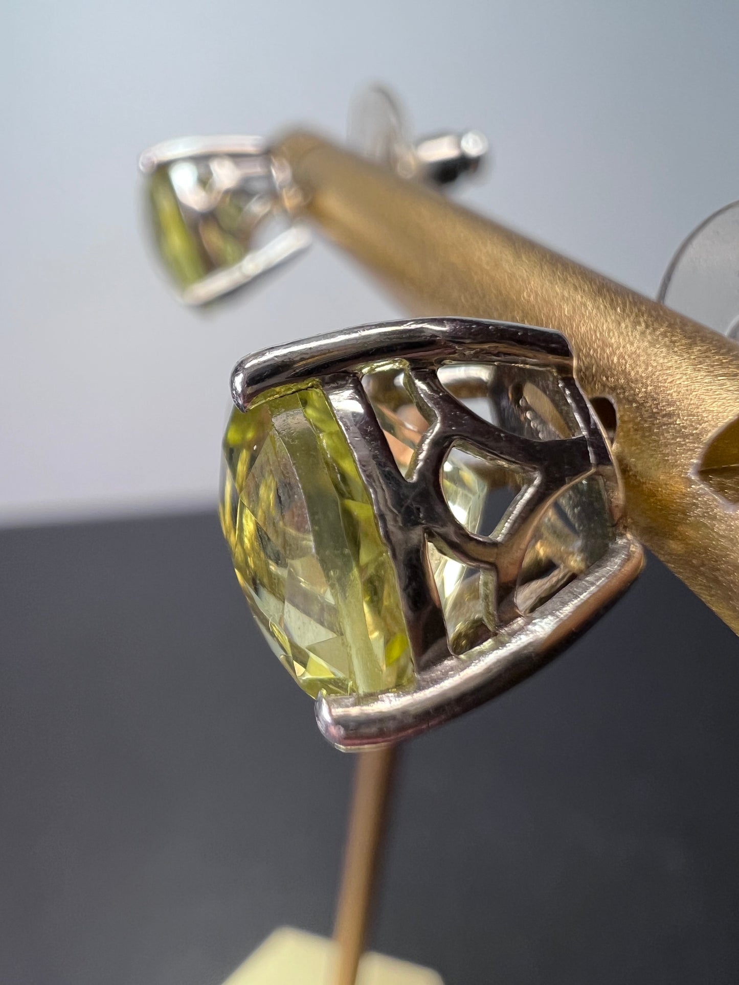 Lemon quartz jumbo stud earrings in sterling silver